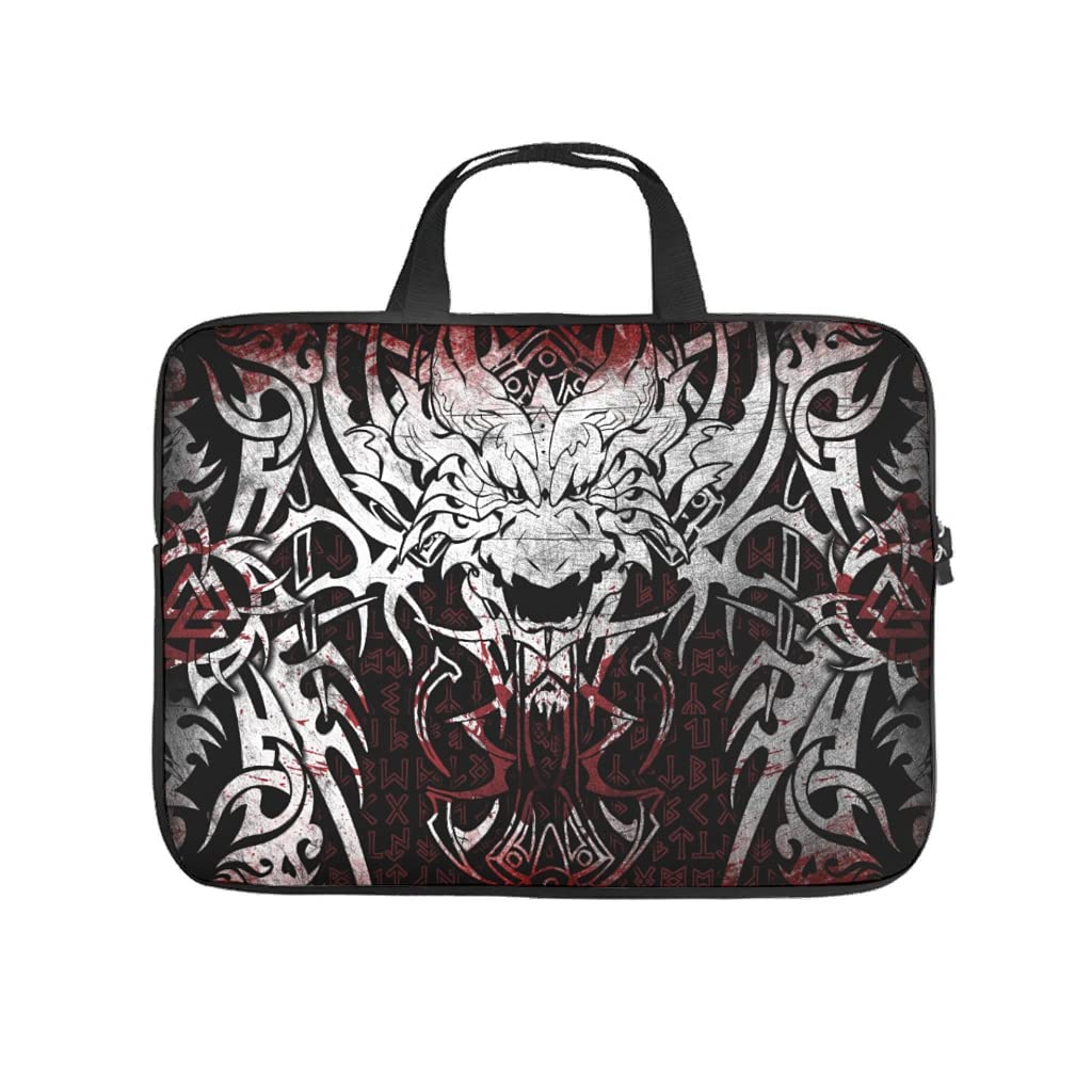 Viking Dragon Tattoo Laptop Sleeve - Water Resistant Neoprene Protective Case for 17 Inch Notebook - Travel Computer Bag for Men & Women (Multicolor) - Perfect for Work, School & Business Trips