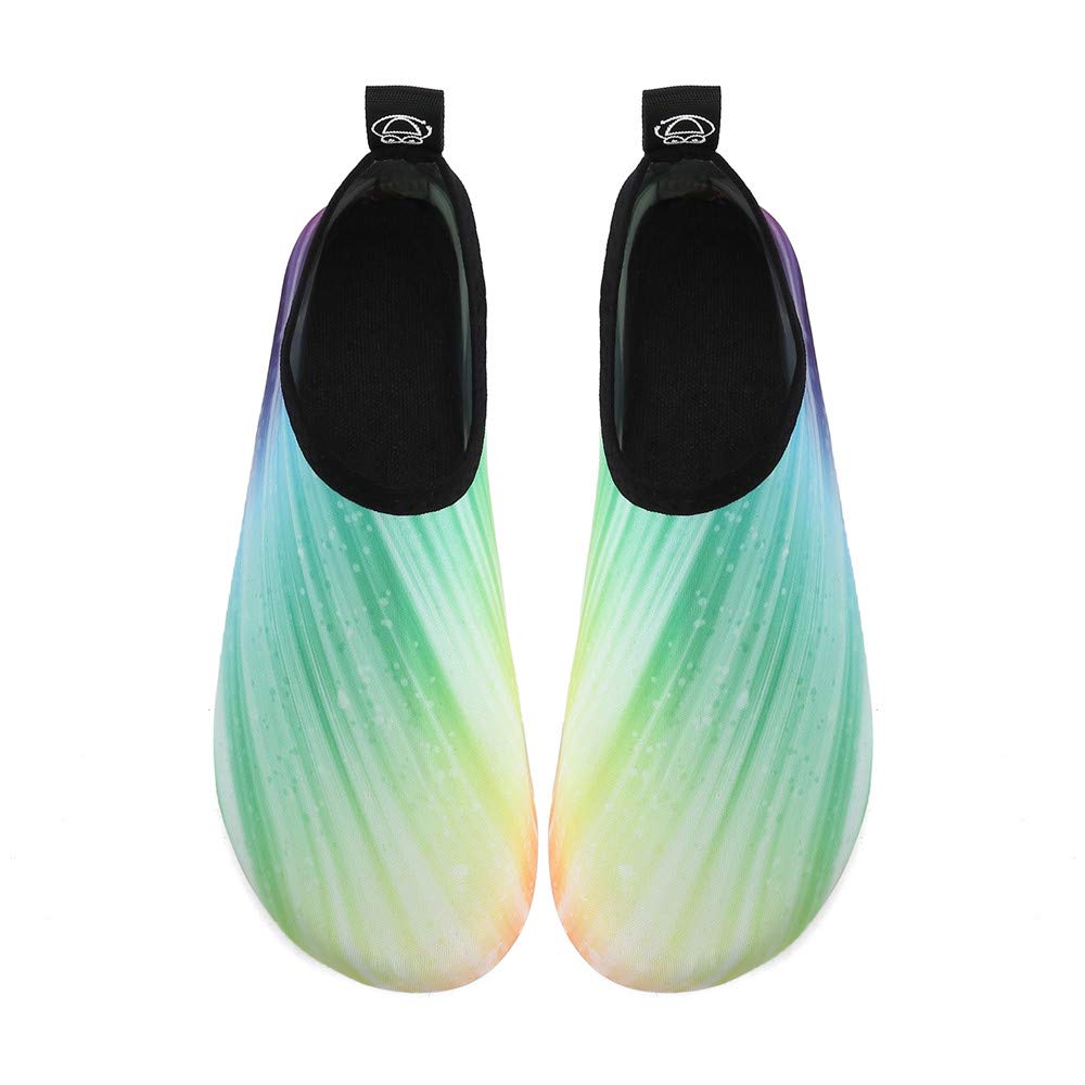 Women's & Men's Quick-Dry Water Shoes for Beach, Swim, Yoga & Exercise - Barefoot Aqua Socks with Non-Slip Sole (Gradient Green, US 9-10) | Perfect for Pool, Surfing, Kayaking & Water Sports