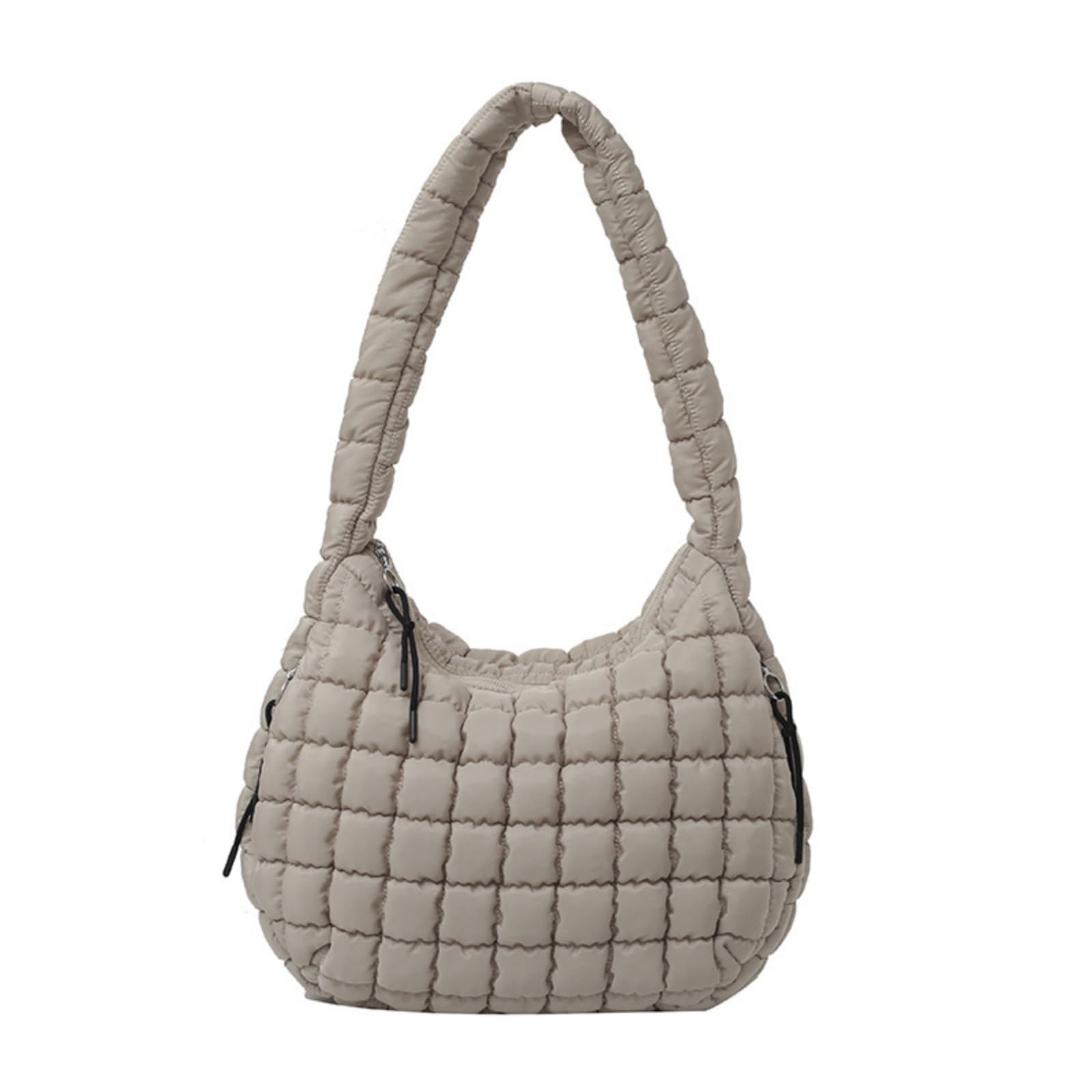 Quilted Puffer Tote Bag for Women - Lightweight Quilted Shoulder Bag with Zip Closure - Stylish Green Satchel Handbag - Perfect for Work, Travel & Daily Use