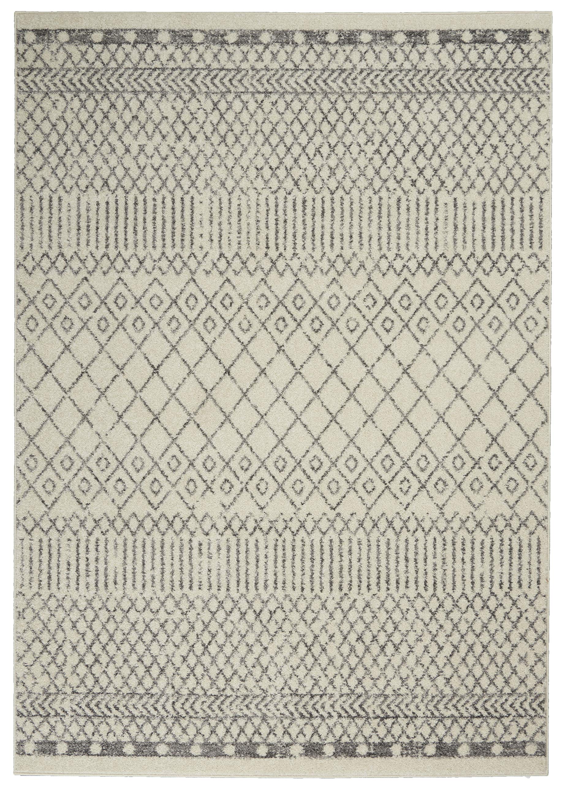 Nourison Passion Bohemian Ivory/Grey 8' Round Area Rug - Easy Clean, Non-Shedding, Stain Resistant | Perfect for Bedroom, Living Room, Dining Room & Kitchen Decor | Soft & Durable for High Traffic Areas