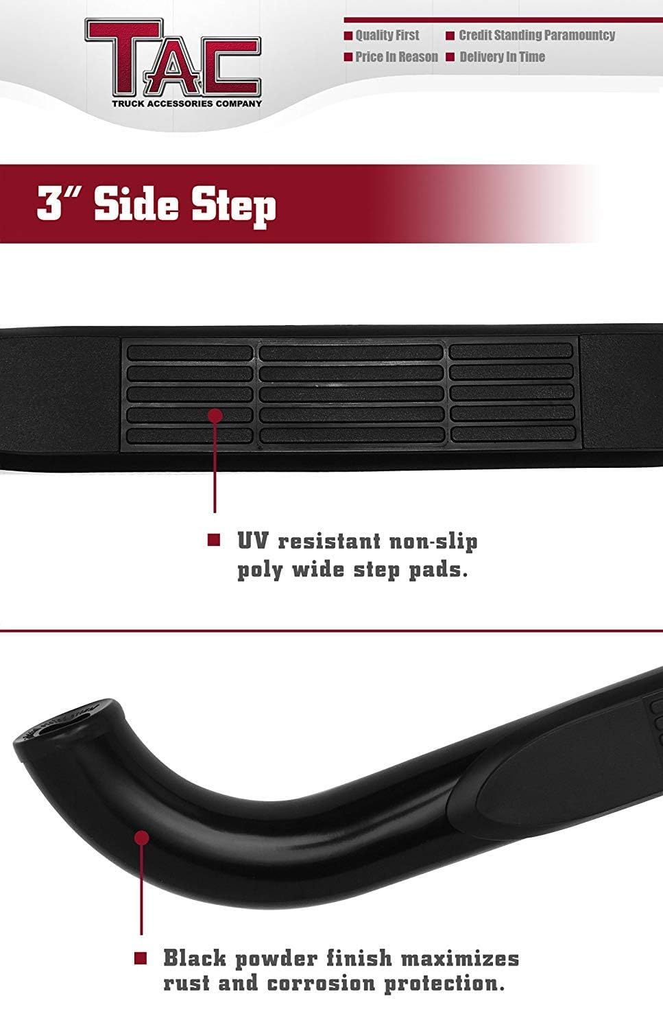 TAC Side Steps for 2015-2025 Ford F150 Super Cab & 2017-2025 F250 F350 F450 F550 Super Duty Super Cab | Black Nerf Bars Running Boards (2-Piece Set) | Off-Road Protection & Easy Truck Access