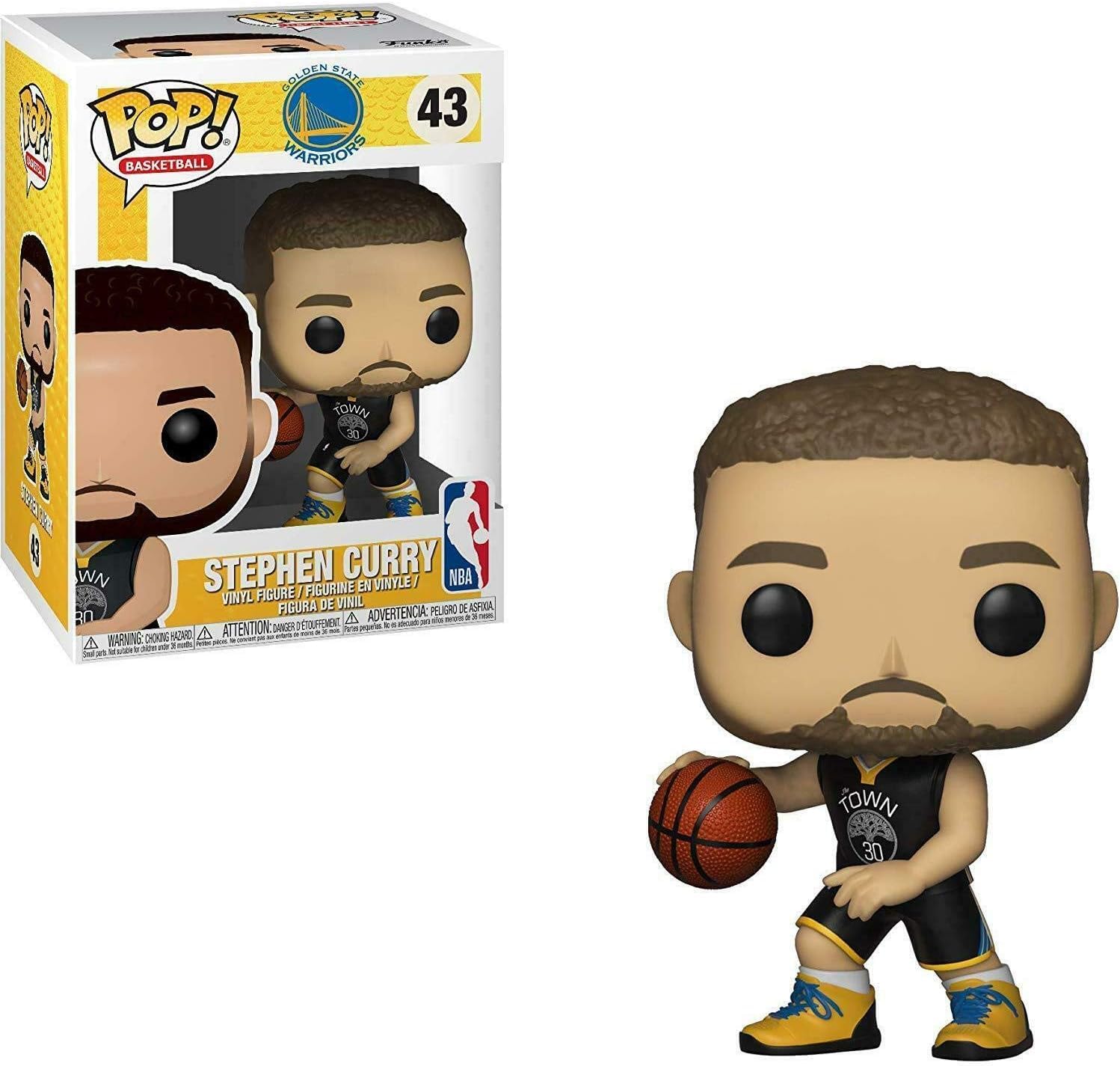 Stephen Curry Golden State Warriors #30 NBA Action Figure with Pop Protector - Officially Licensed Collectible for Fans, Display & Gift Giving