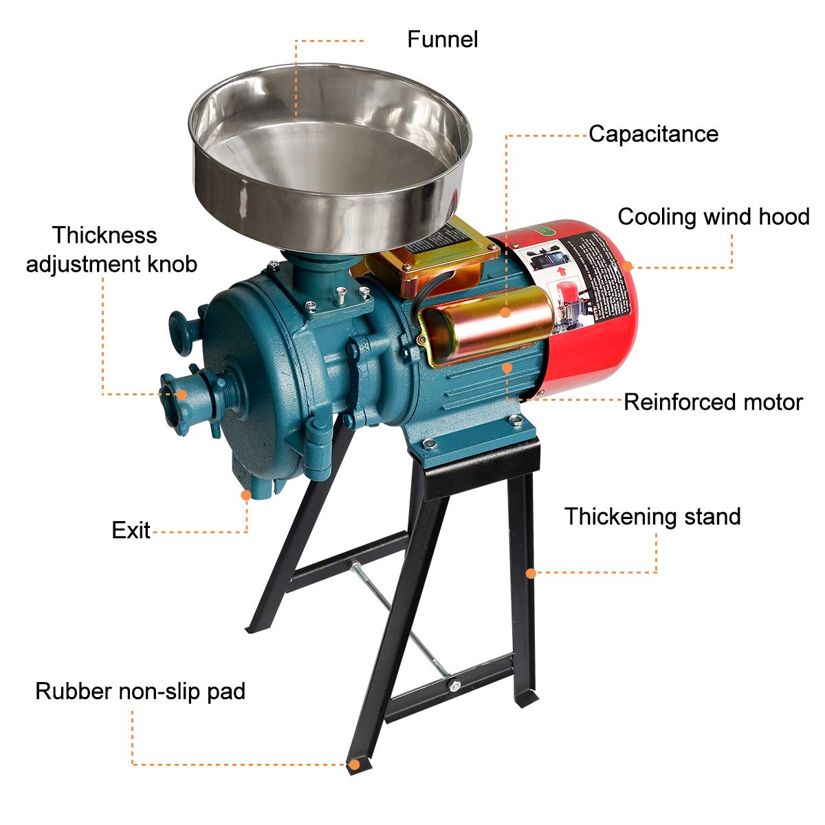 NAIZEA 3000W Commercial Electric Grain Mill - Heavy Duty Wet & Dry Cereals Grinder for Corn, Wheat, Flour - Perfect for Bakeries, Restaurants & Home Use