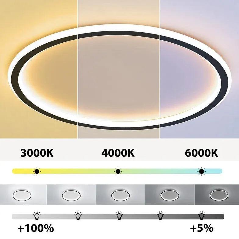 Modern LED Flush Mount Ceiling Light Fixture - Dimmable Ring Design for Living Room, Bedroom, Kitchen - Energy Efficient Home Lighting Solution