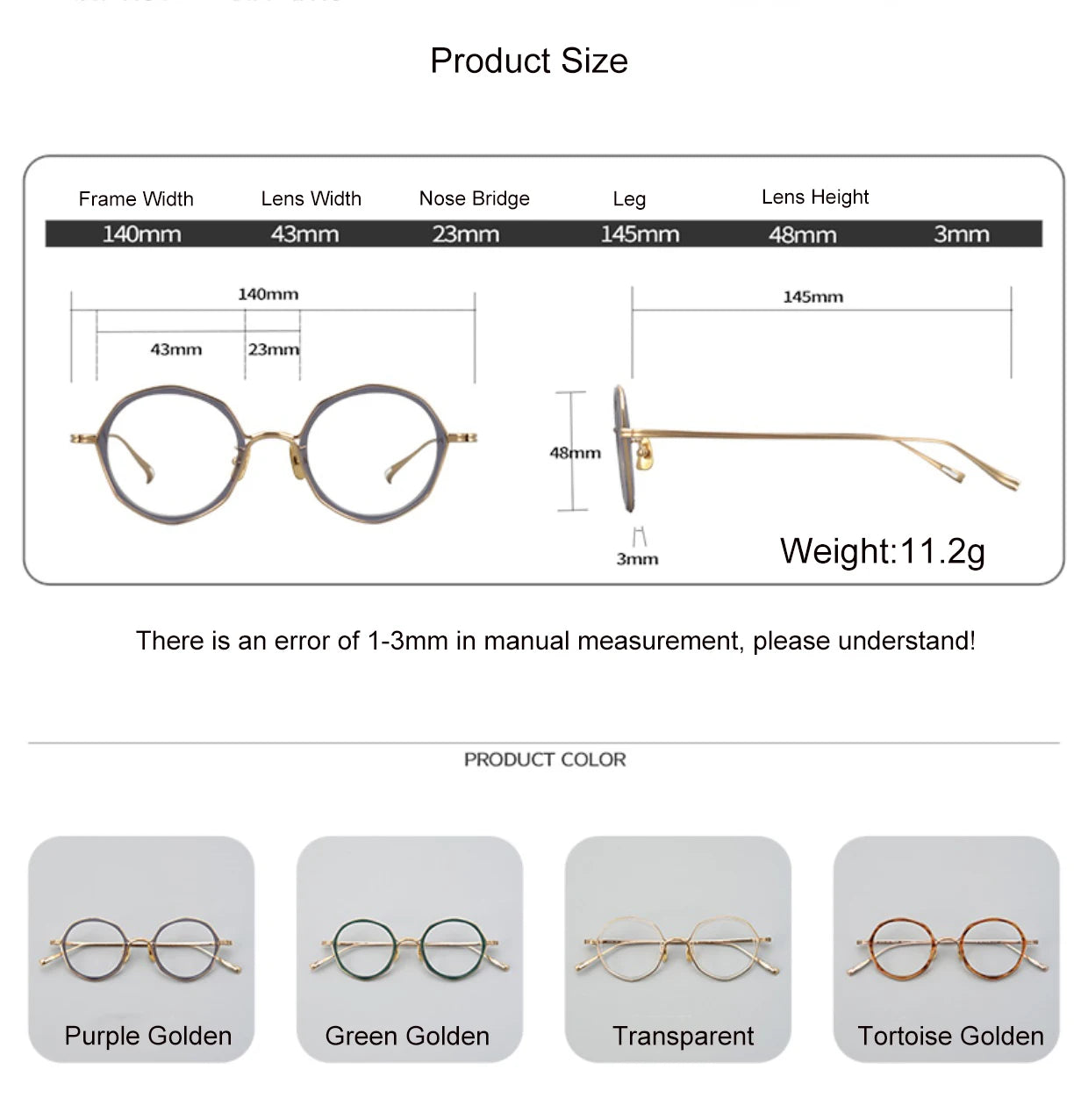 Stylish Aimee Unisex Full Rim Polygon Round Titanium Acetate Eyeglasses Frame 8135 - Perfect for Work, Reading & Fashion Accessories