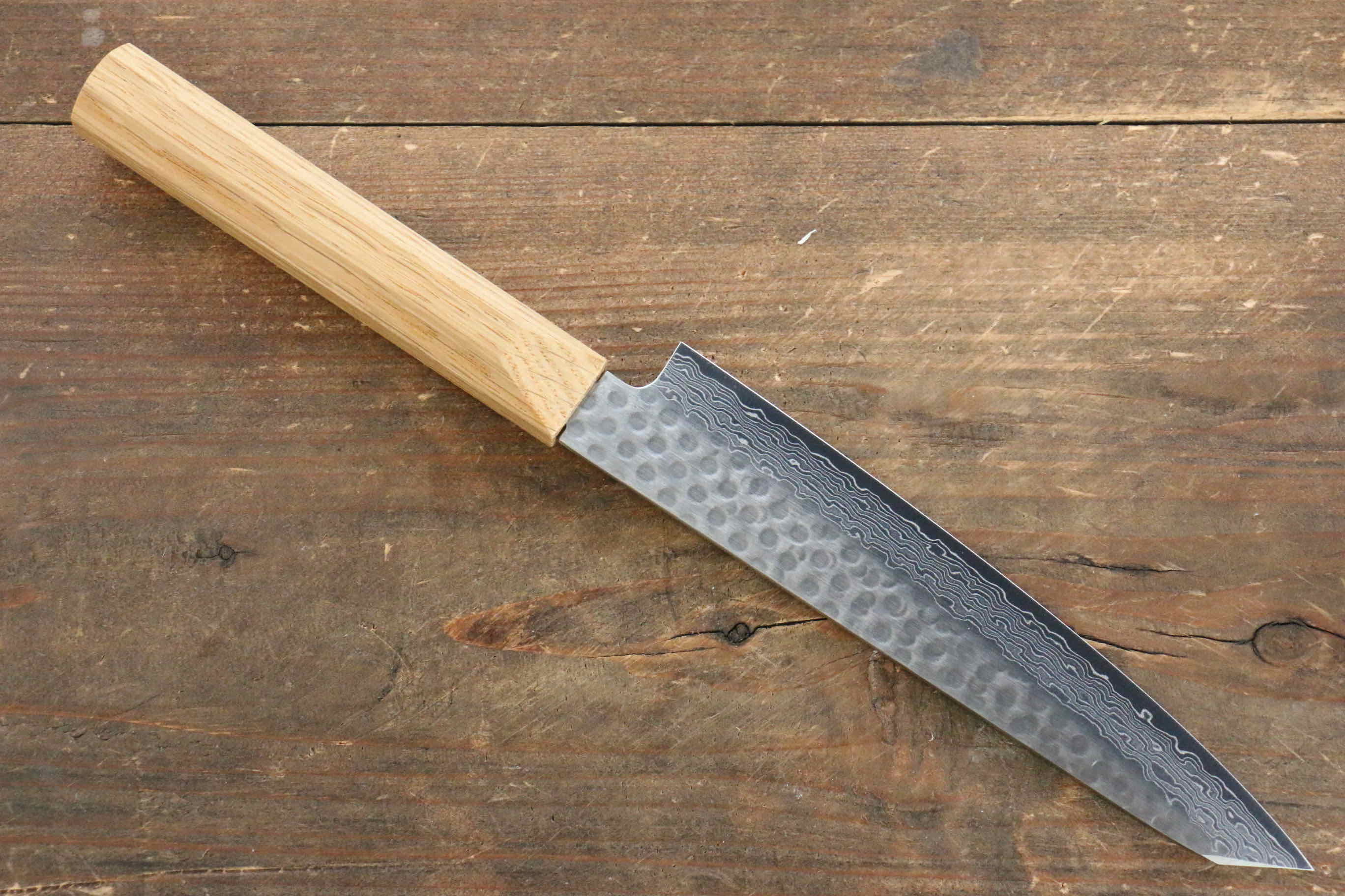 Premium Jikko VG10 17-Layer Kiritsuke Petty Utility Knife 140mm with Oak Handle - Perfect for Sushi, Vegetables & Precision Kitchen Tasks