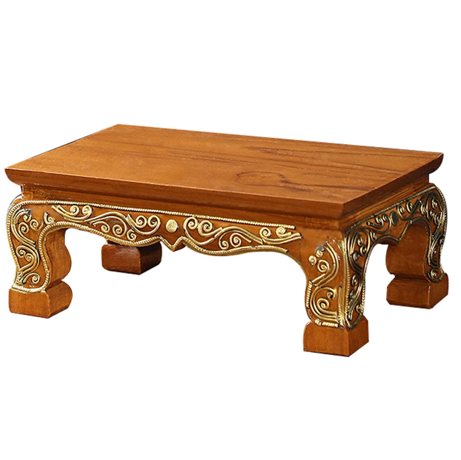 Handcrafted Thai Puja Meditation Table - European Style Carved Wooden Altar for Worship, Statues & Idols | Perfect for Home Shrines, Yoga Studios & Spiritual Spaces