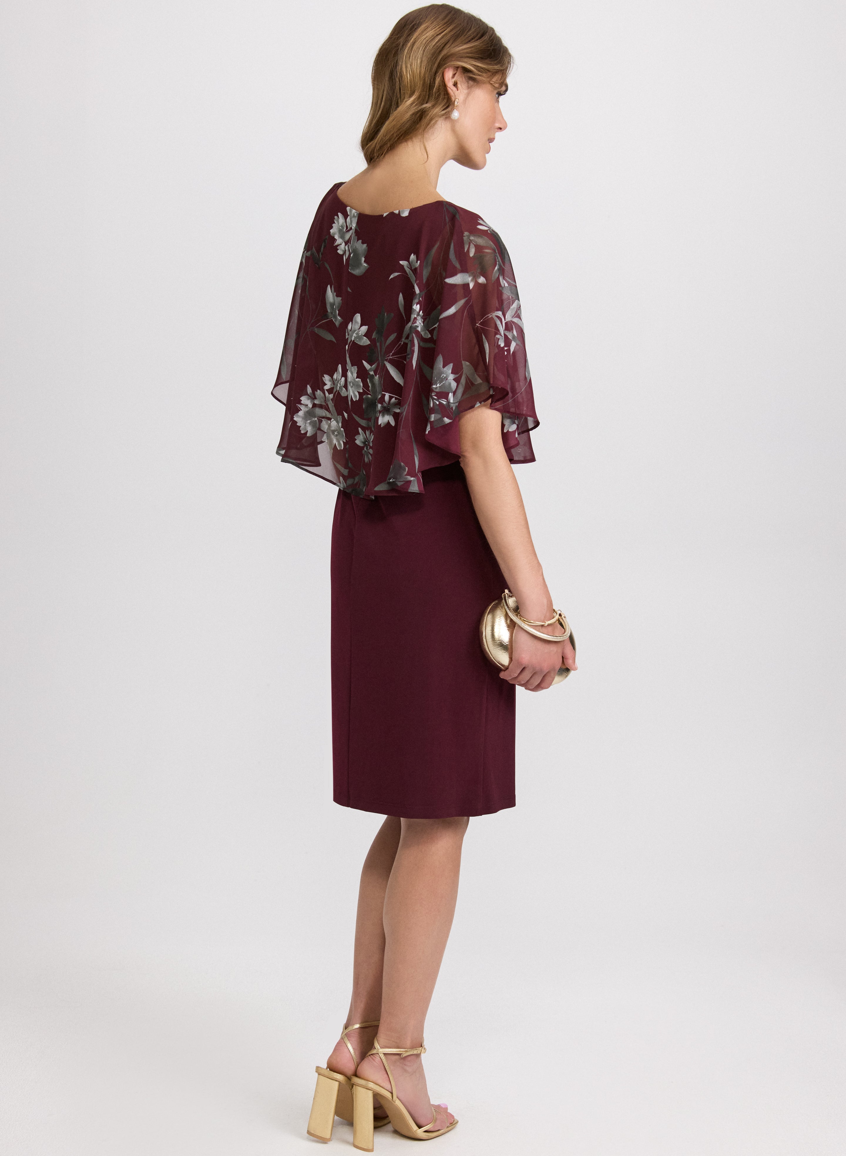 Elegant Floral Capelet Dress for Women | Boho Chic Wedding Guest Outfit | Perfect for Parties, Bridal Showers & Special Occasions