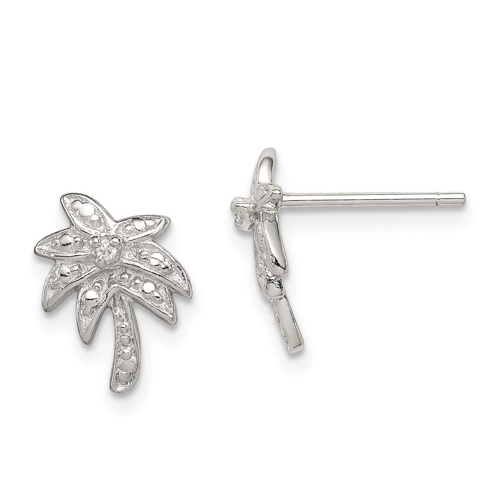 Sterling Silver Cubic Zirconia Palm Tree Post Earrings for Women - Tropical Beach Vacation Jewelry Gift - Perfect for Summer Parties, Weddings & Beach Getaways