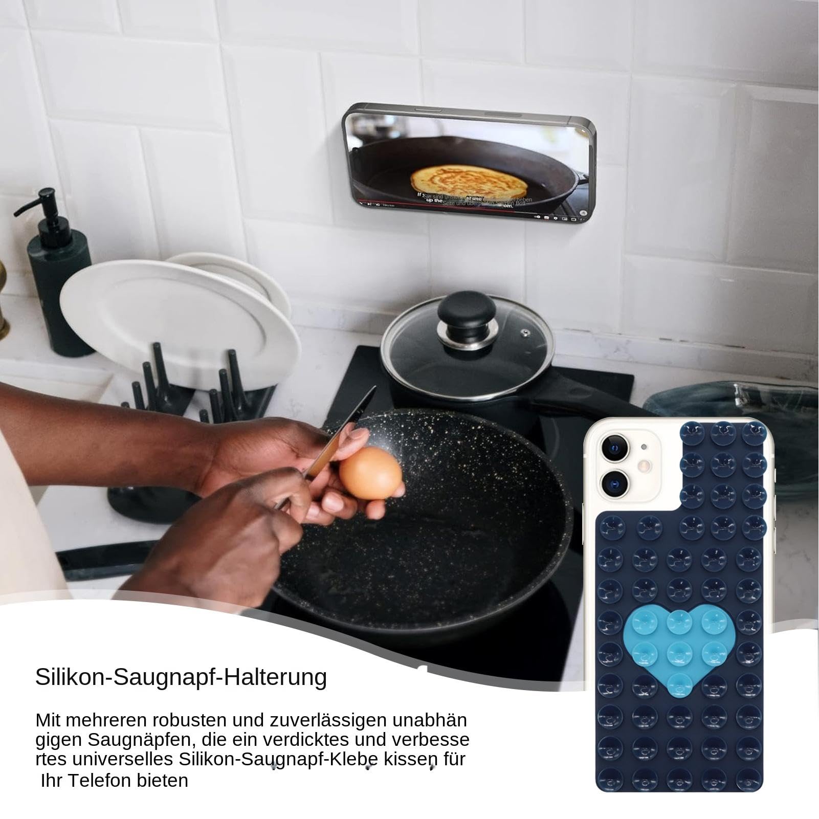 Premium Silicone Suction Cup Phone Holder - Multi-Functional Strong Grip Phone Stand for Car, Desk & Travel - Perfect for Hands-Free Selfies, Videos & Video Calls
