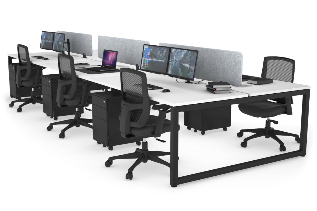 Quadro Loop Legs 6-Person Office Workstation - 1400L x 800W with Cable Management - Perfect for Open Office Layouts & Collaborative Workspaces