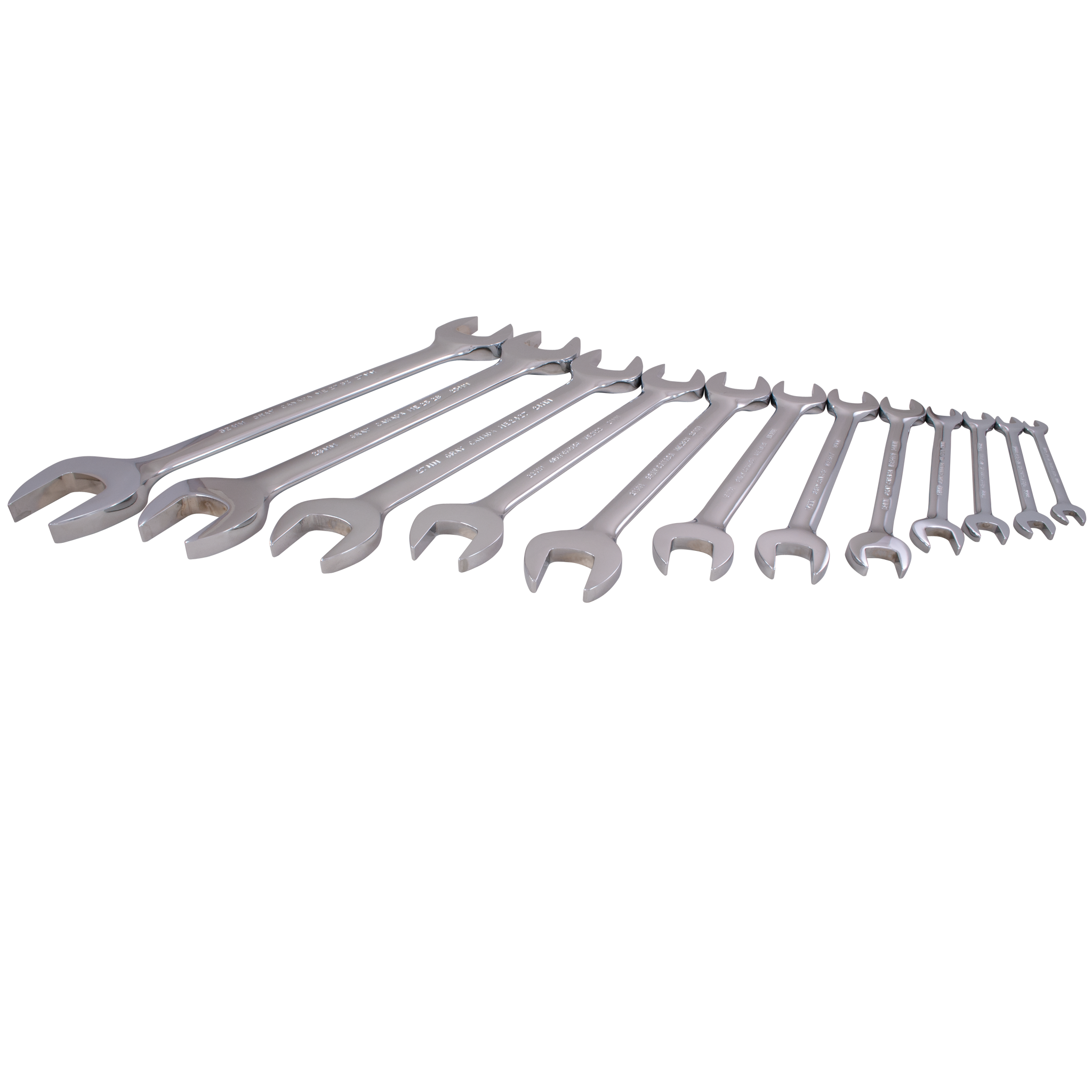 12-Piece Metric Open End Mirror Chrome Wrench Set - Professional Tool Kit for Automotive, Plumbing & DIY Home Repairs