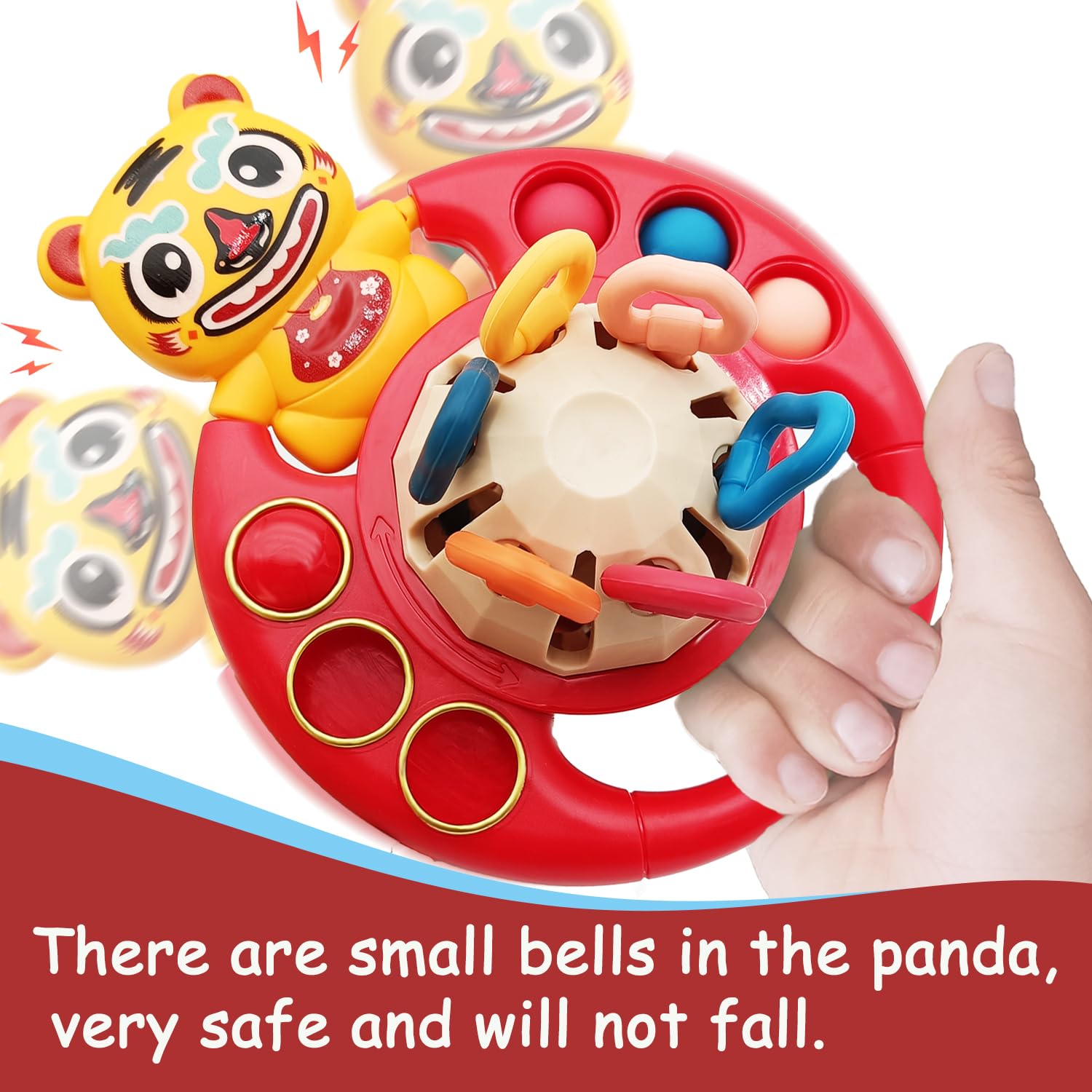 Montessori Toys for Babies 18 Months - Sensory Learning Toys for Toddlers 1-2 Years Old, Food-Grade Soft Silicone Pull String Fidget Teething Toy, Perfect for Bath, Travel, and Early Education (Tiger Design)