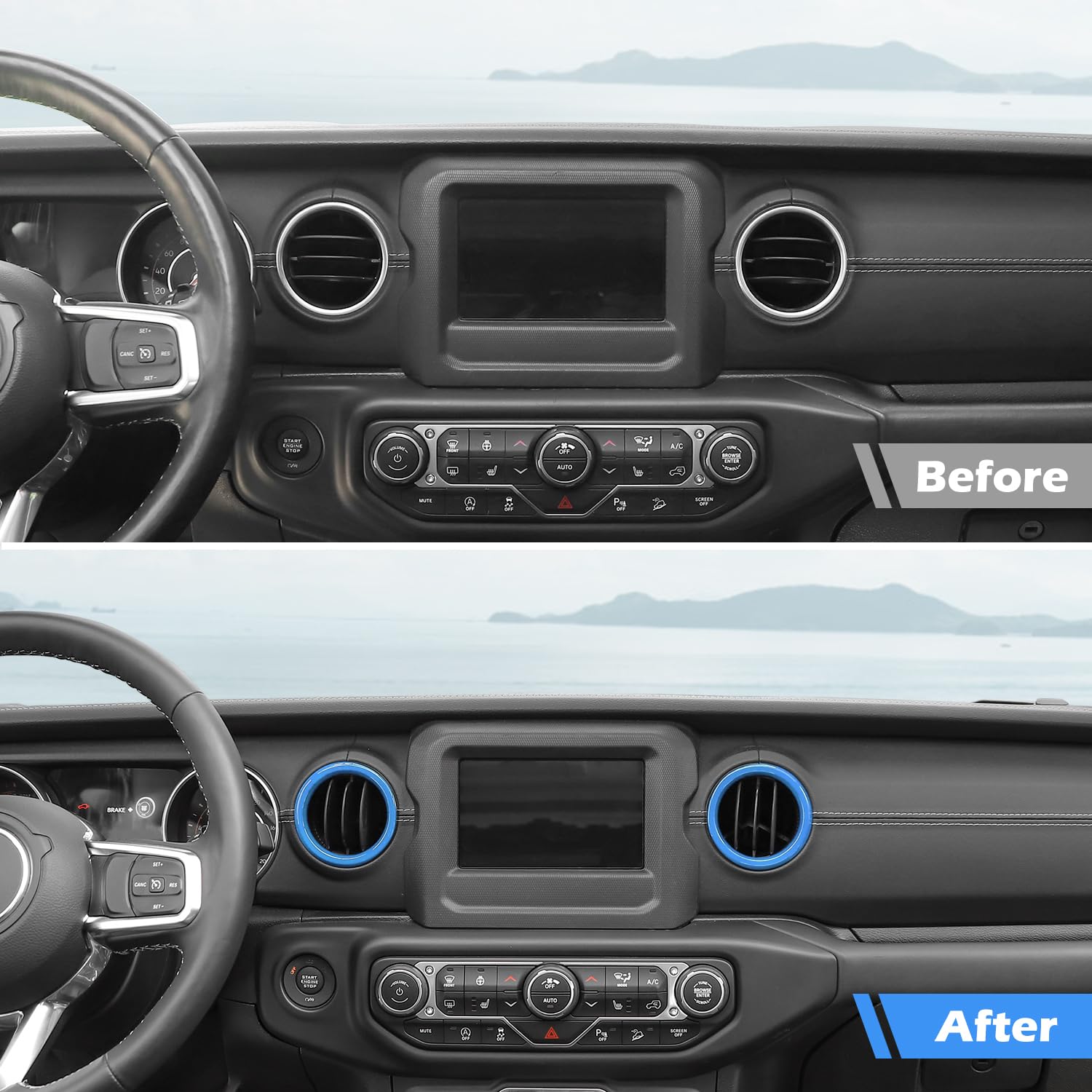 RT-TCZ Baby Blue Dash Air Vent Covers for Jeep Wrangler JL/JLU & Gladiator JT (2018-2023) - Interior Accessories Set of 4 - Stylish Protection & Customization for Off-Road Adventures