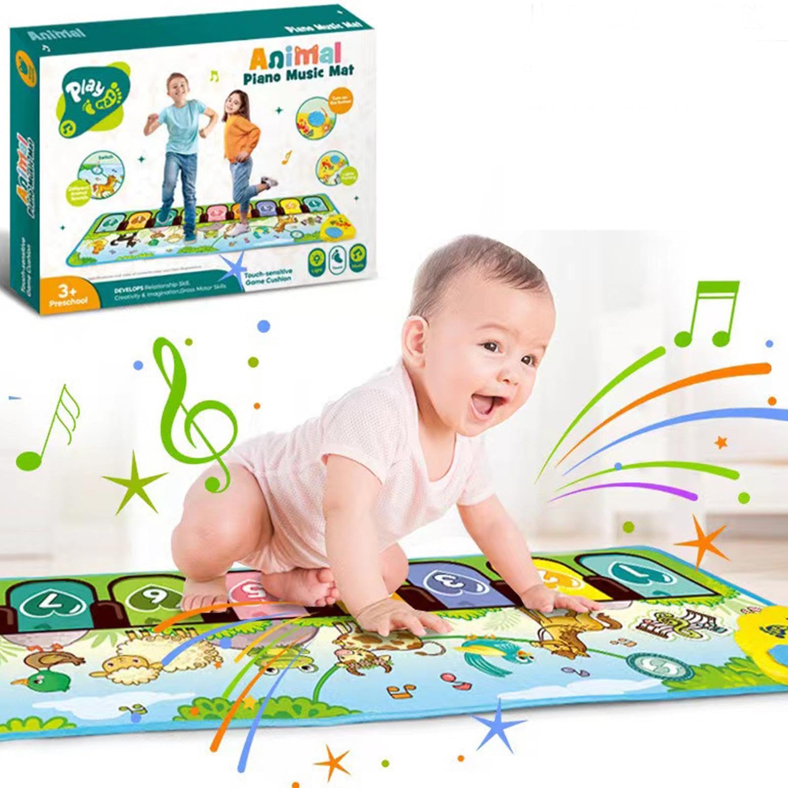 Kids Musical Piano Mat - Early Education Touch Dance Mat with Animal Sounds & Adjustable Volume | Non-Slip Large Music Playmat for Toddlers | Perfect for Birthday Gifts, Indoor Play & Early Childhood Development