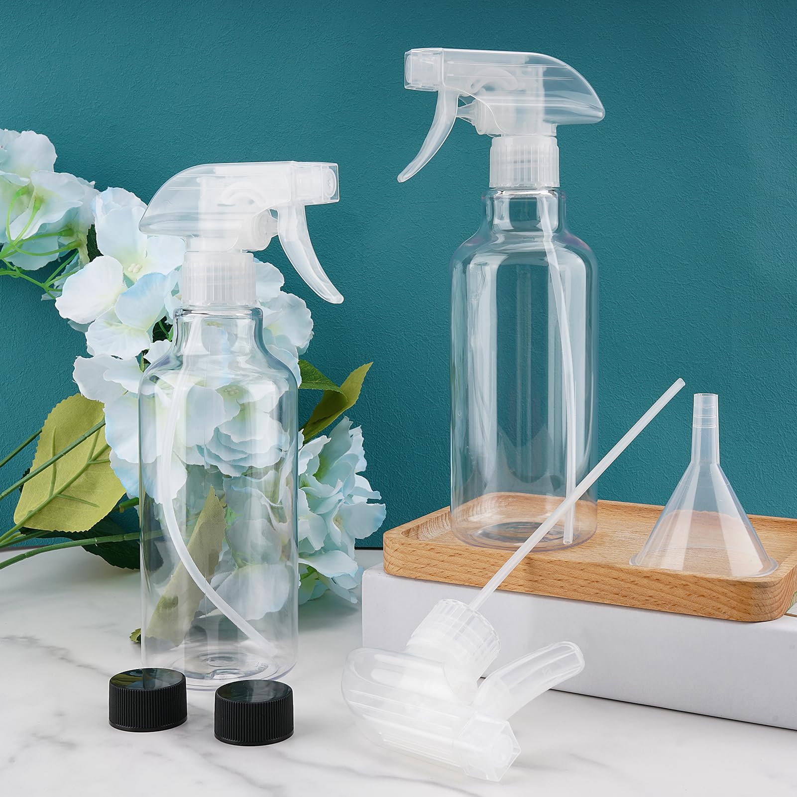 16.9oz/500ml Heavy Duty Plastic Spray Bottles 2 Pack - Empty Clear Spray Bottle for Cleaning Solutions, Essential Oils, Hair Care & Cooking | Fine Mist & Stream Nozzle | Perfect for Home, Kitchen & Garden Use