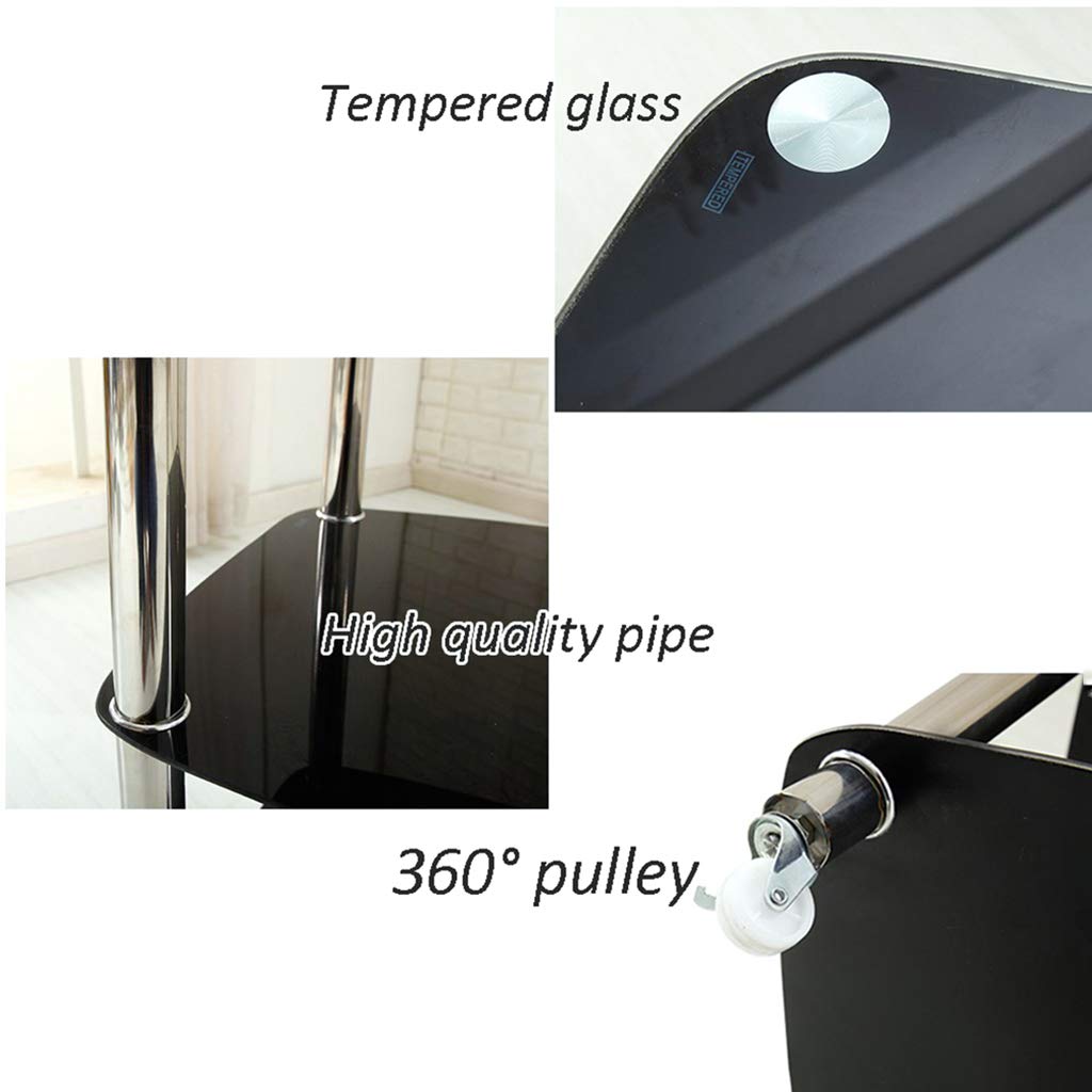 Stainless Steel Kitchen Bar Cart with Tempered Glass - Mobile Serving Trolley for Dining, Tea & Drinks - Utility Storage Rolling Cart for Home, Restaurant or Party Use