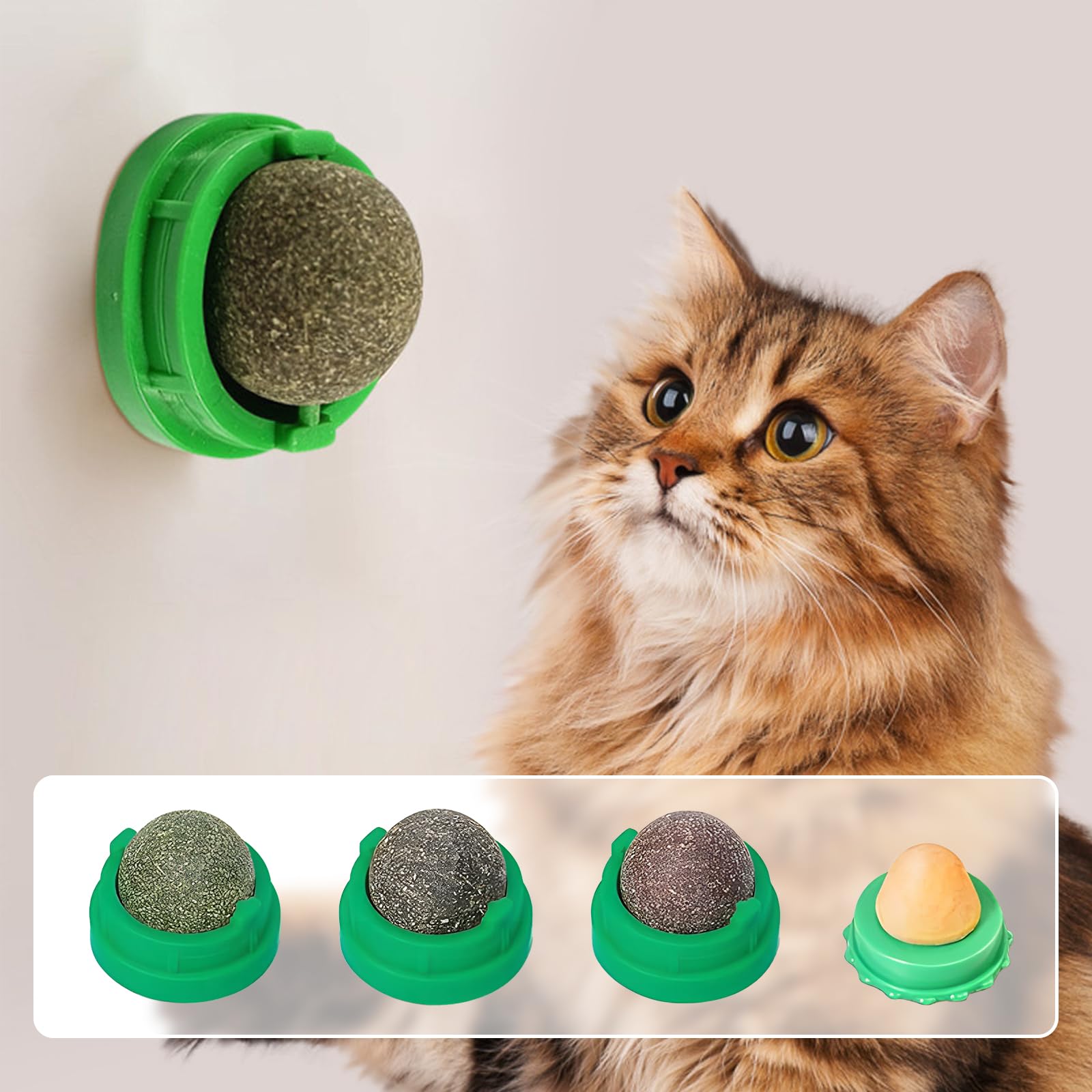 Organic Catnip Toys Balls 4-Pack - Natural Cat Energy Balls for Indoor Cats | Dental Chew Toys for Healthy Kitty Teeth | Perfect for Playtime & Stress Relief