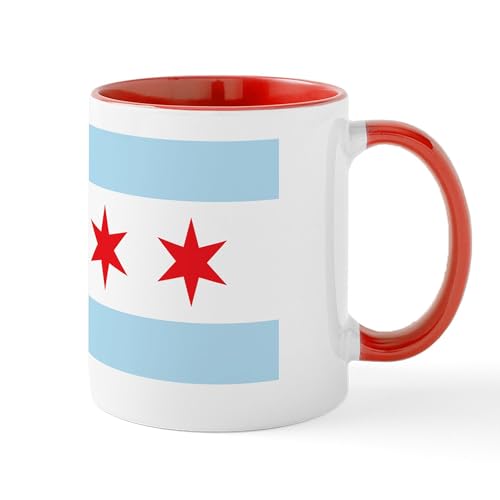 White/Red Inside - Chicago Flag White Background Mug