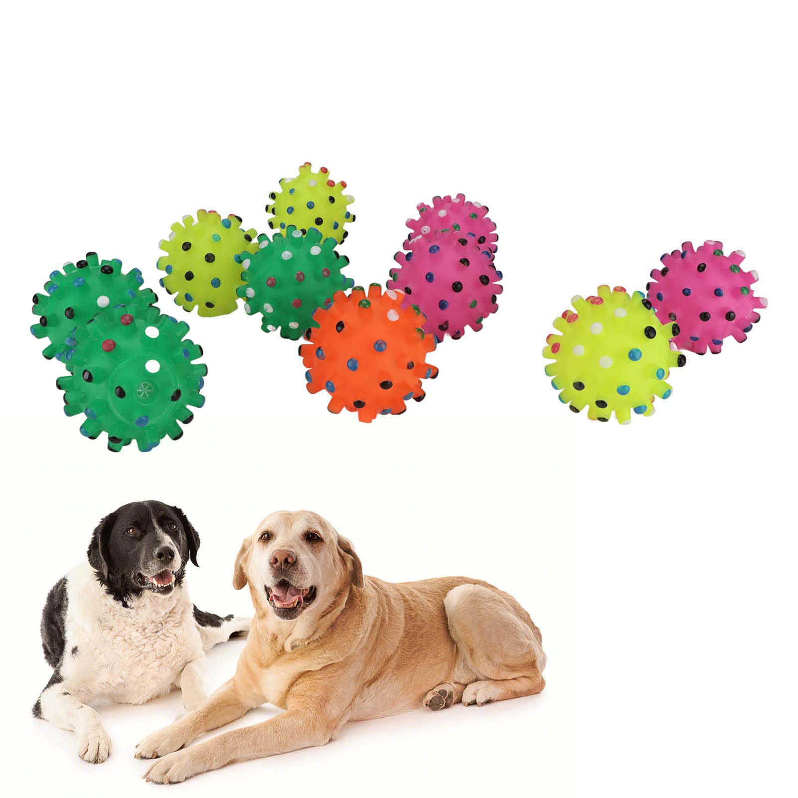 10Pcs Squeaky Chew Balls for Dogs - Soft Pet Chew Toys for Teeth Cleaning, Interactive Play in Yard, Pool or Park - Durable Dog Toys for Small & Medium Breeds - Perfect for Outdoor Fun & Dental Health
