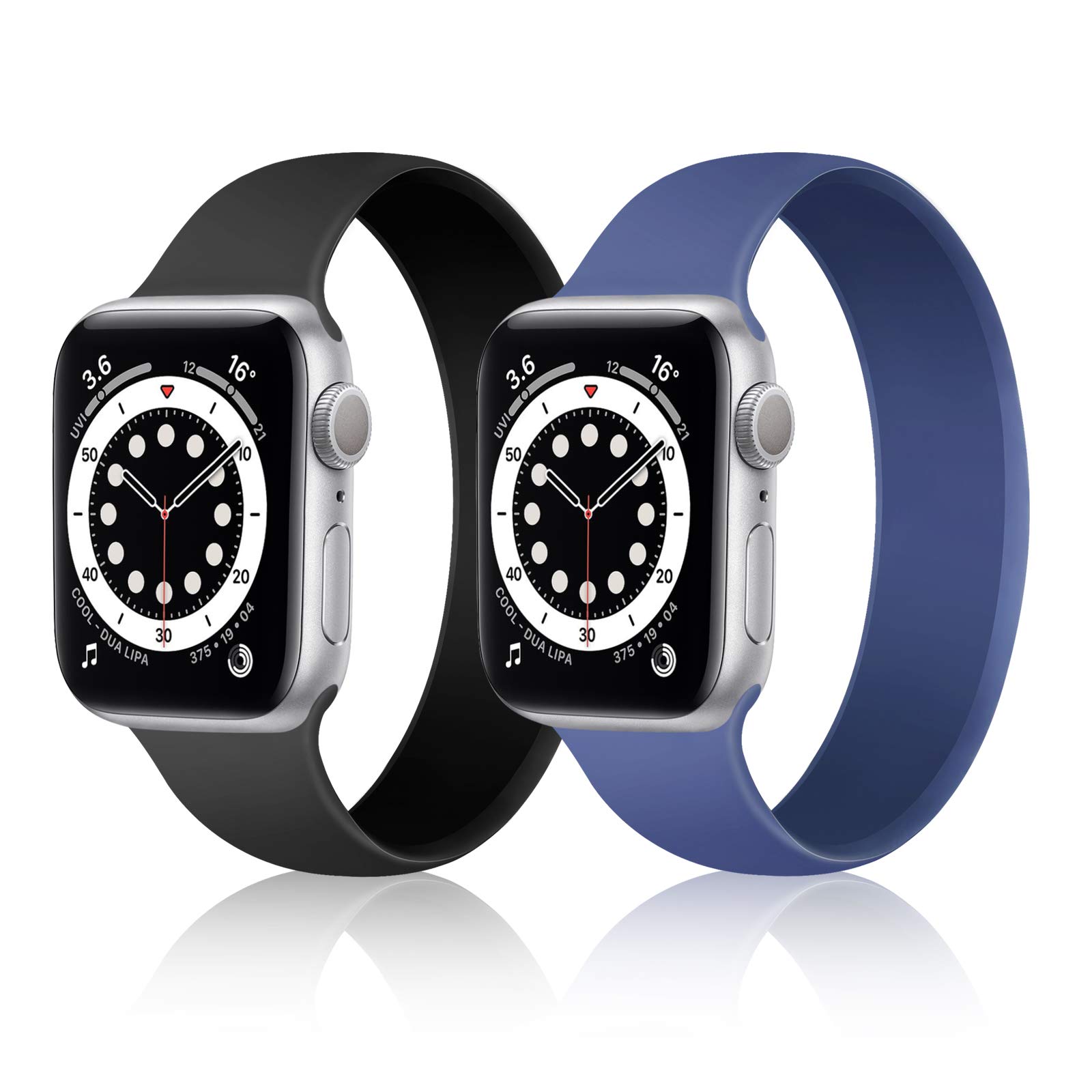 Unnite Stretchy Solo Loop Bands for Apple Watch 38mm 40mm 41mm 42mm 44mm 45mm 49mm - Soft Silicone Elastic Sport Replacement Strap Compatible with iWatch Series SE/8/7/6/5/4/3/2/1 - Perfect for Workouts, Running, Swimming & Everyday Wear (Men & Women)