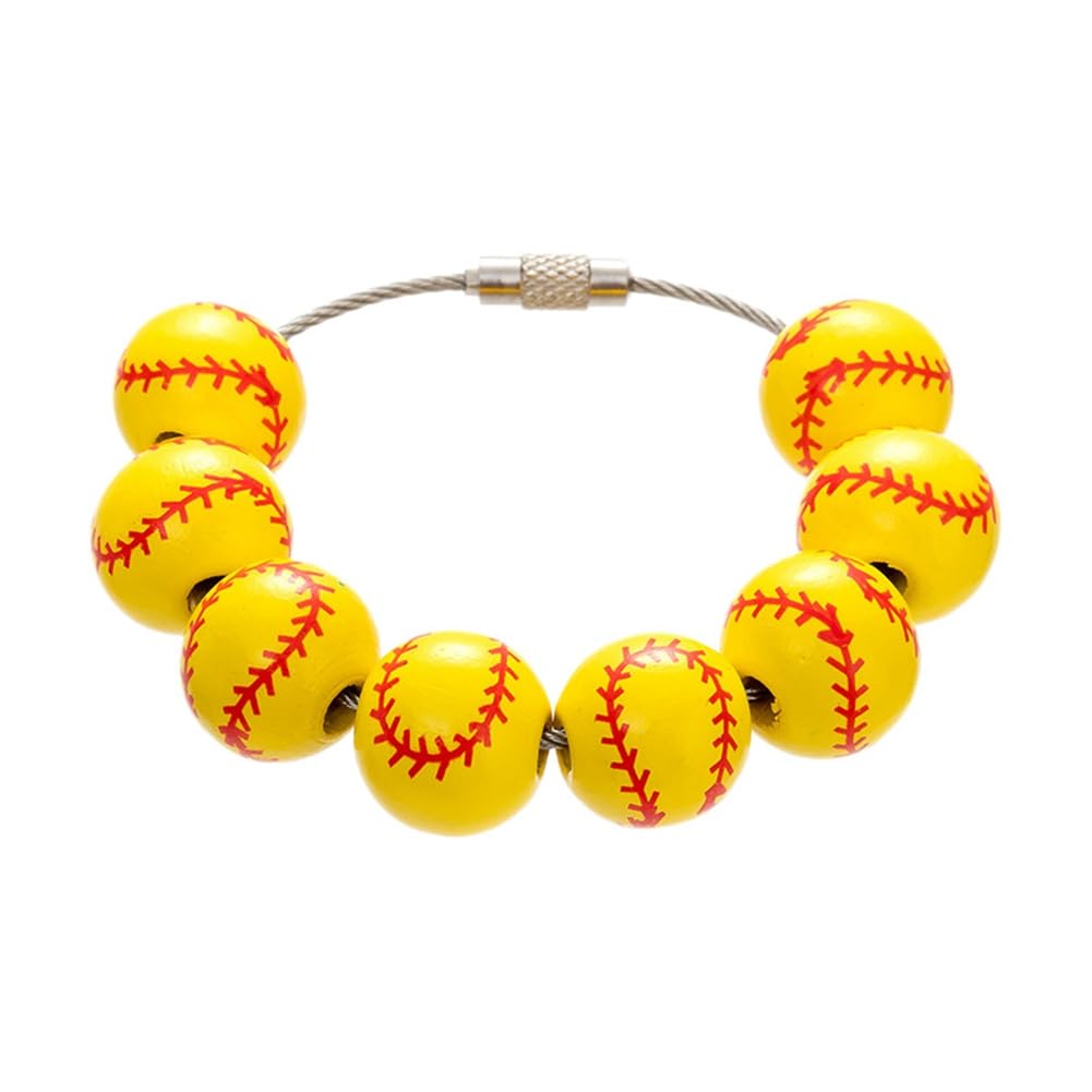 Tovmekdjn Wooden Sports Charms for Jewelry Making - Natural Wood Beads Accessories for Simply Southern Bracelets & Beach Tote Bags - Yellow DIY Craft Beads for Athletes, Sports Fans & Summer Outings