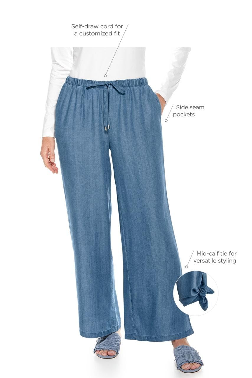 Coolibar UPF 50+ Women's Sun Protective Wide Leg Pants - Lightweight Travel & Beach Cover-Up for Summer Outdoor Activities