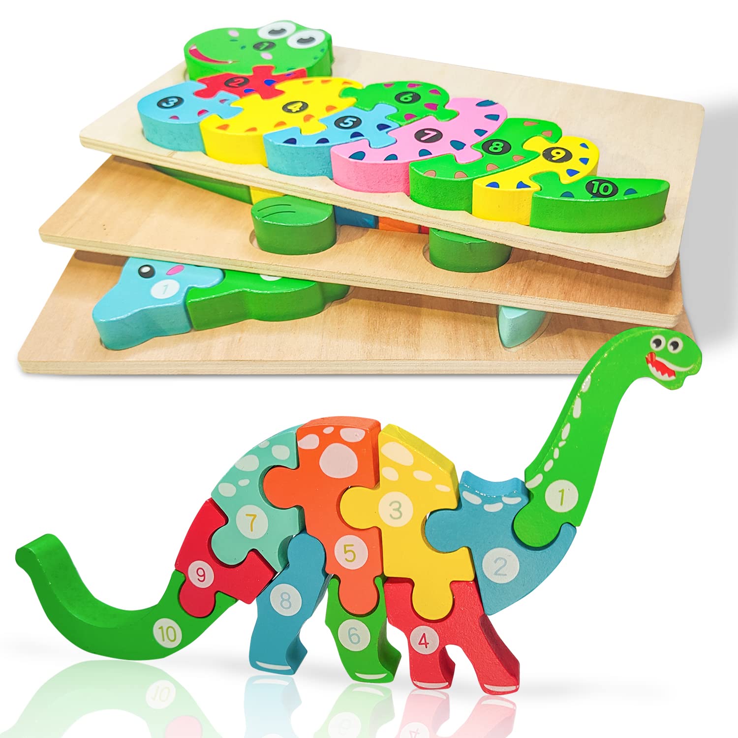 Wooden Puzzles for Kids Ages 3-5 | 4-Pack Toddler Animal Jigsaw Puzzle Set | Educational Learning Toys for Preschool Boys & Girls | Perfect for Birthday Gifts & Early Childhood Development Activities