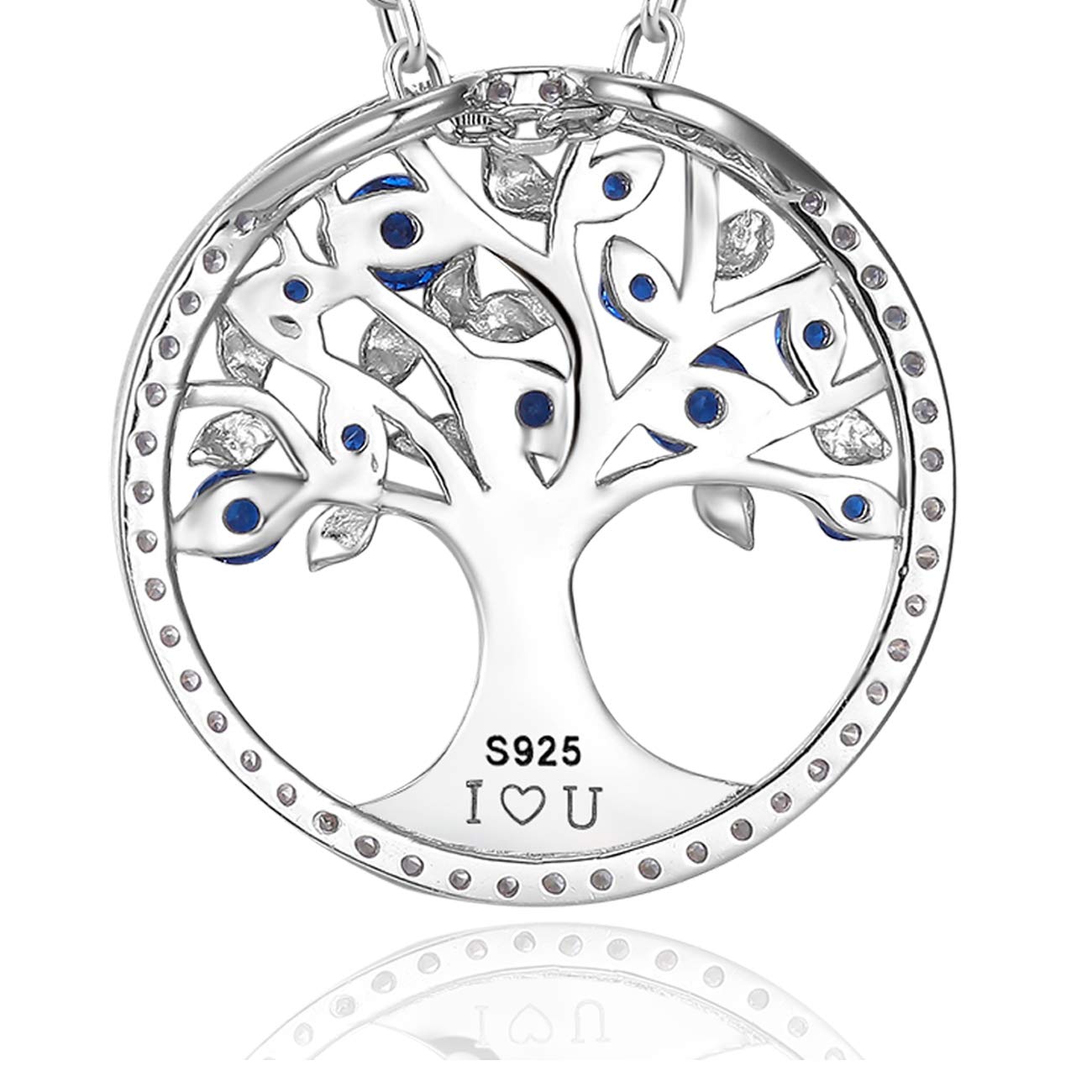 Tree of Life Necklace - March & April Birthstone Jewelry with Aquamarine for Women | 925 Sterling Silver Pendant Gift for Wife, Mom, Birthday | Spiritual Symbol for Meditation & Everyday Wear