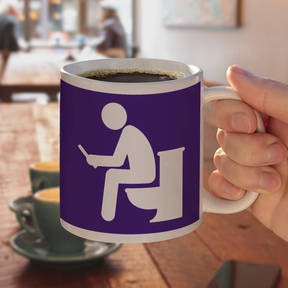 Funny Man Pooping on Toilet White Coffee Mug - Perfect for Office Humor & Gag Gifts