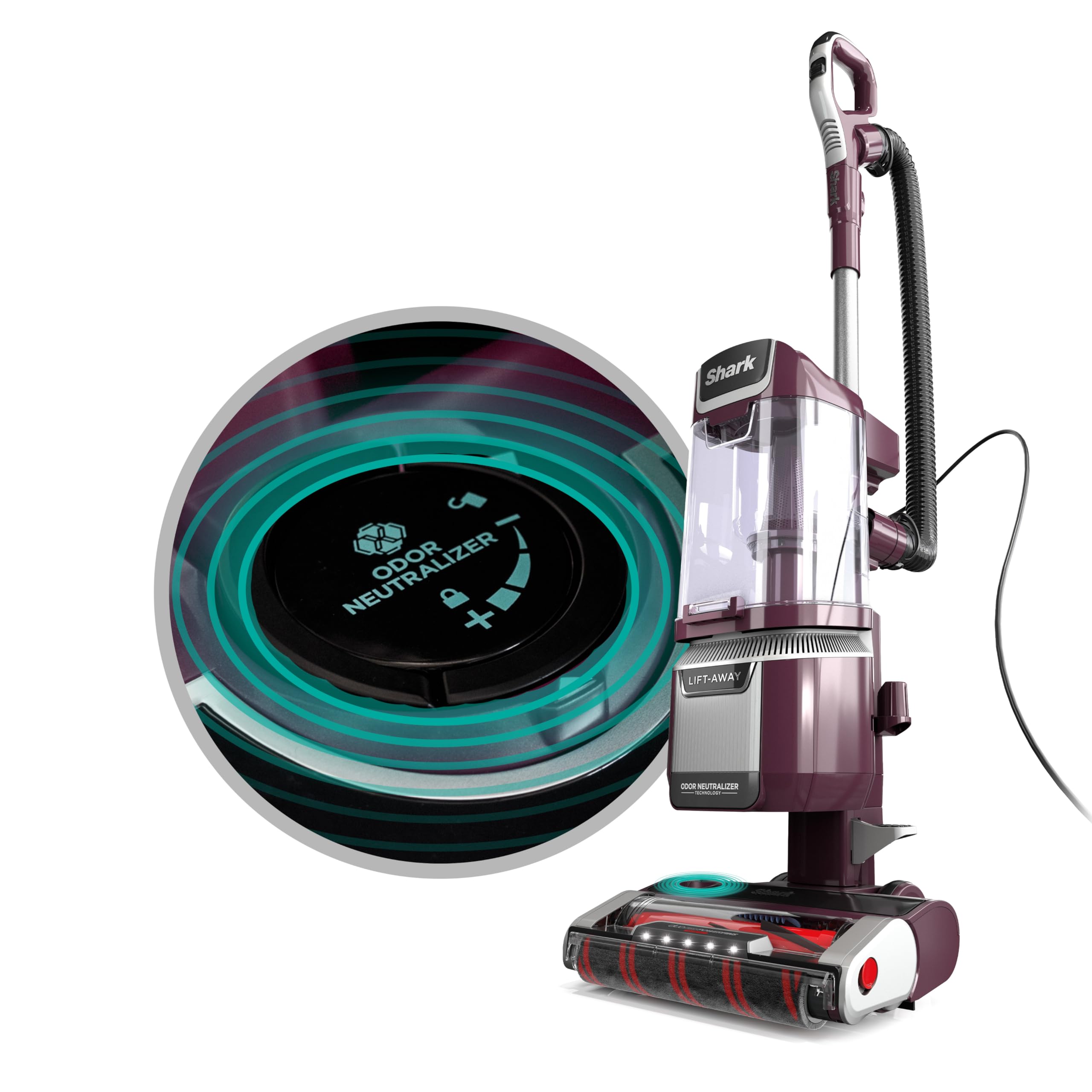 Shark LA702 Rotator Pet Lift-Away ADV Upright Vacuum Cleaner with DuoClean PowerFins, HairPro & Odor Neutralizer - 0.8 Qt Dust Cup, Wine Purple (Renewed) - Perfect for Pet Hair Removal & Deep Cleaning Carpets, Hard Floors & Stairs
