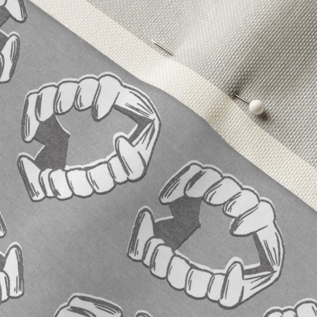 Vampire Teeth Stone Halloween Printed Velvet Fabric by The Yard - Spooky Upholstery & Costume Material for Home Decor, Apparel, and DIY Crafts - Perfect for Halloween Decorations, Cosplay, and Sewing Projects