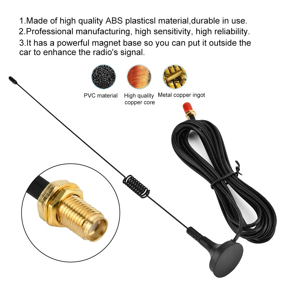 High Power Magnetic Car Radio Antenna UT-102UV - Dual Band UHF/VHF SMA-Female Antenna Compatible with Baofeng UV5R, 888s - Perfect for Truck, Jeep, Off-Road & Emergency Communication Scenarios
