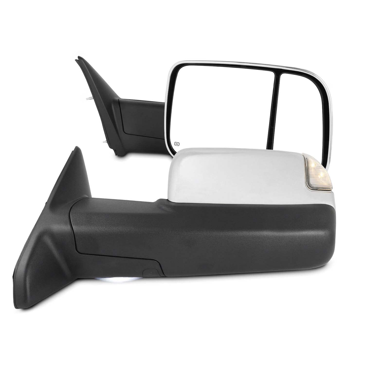 AKKON Power Folding Towing Mirrors for 2009-2018 Dodge Ram with Temperature Sensor, Heated Glass, Turn Signal & LED Lights - Chrome Finish | Perfect for Heavy-Duty Towing, RV Hauling & Enhanced Nighttime Visibility