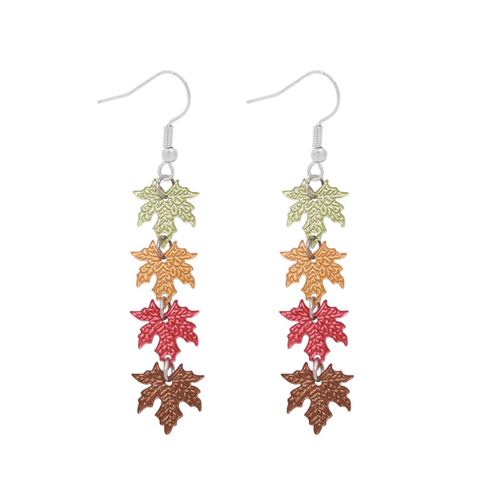 Red Maple Leaf Earrings for Women - Unique Long Pearl Acrylic Dangle Drop Earrings | Fall Autumn Leaf Jewelry for Christmas, Thanksgiving & Seasonal Outfits | Perfect for Holiday Parties, Office Wear & Special Occasions