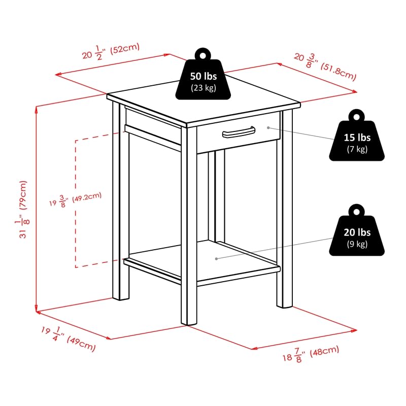 Winsome Liso Home Office End Table in Espresso Finish - Perfect for Living Room, Bedroom, or Workspace Decor
