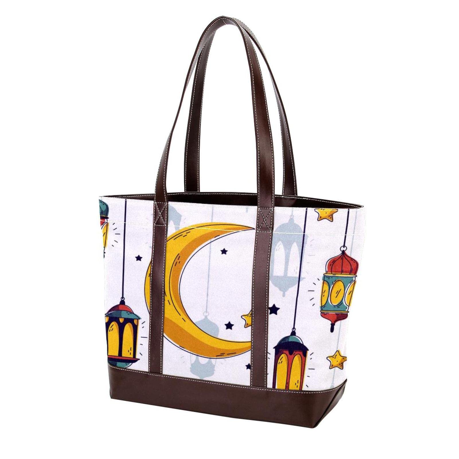 Stylish Large Tiger Print Tote Bag for Women - Premium Leather & Canvas Shoulder Bag with Top Handle - Perfect for Work, Travel & Everyday Use