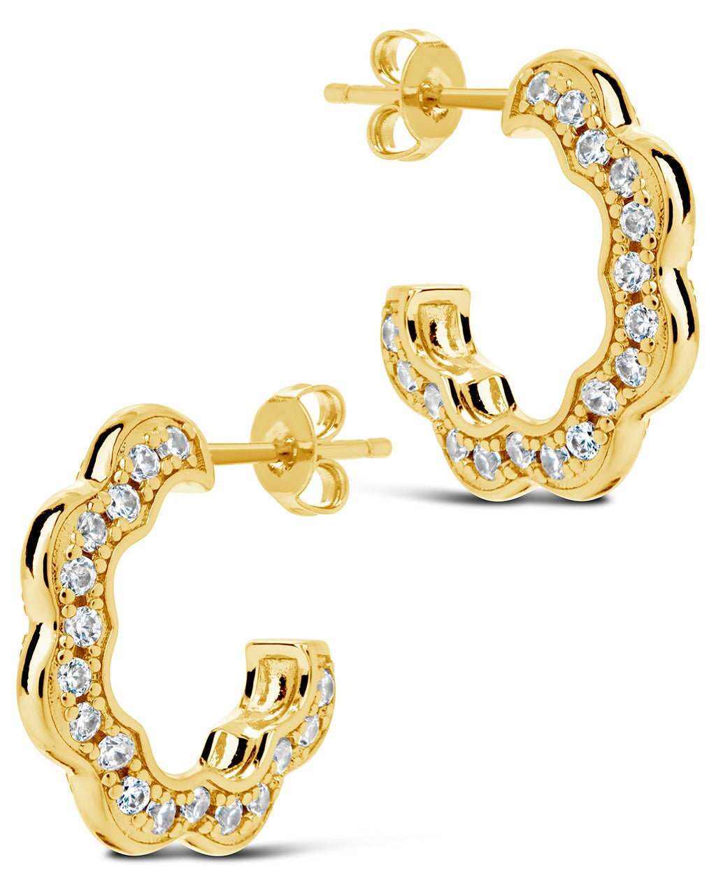 Marisole CZ Rose Petal Hoop Earrings - 925 Sterling Silver Cubic Zirconia Floral Dangle Earrings for Women | Perfect for Weddings, Date Nights & Special Occasions