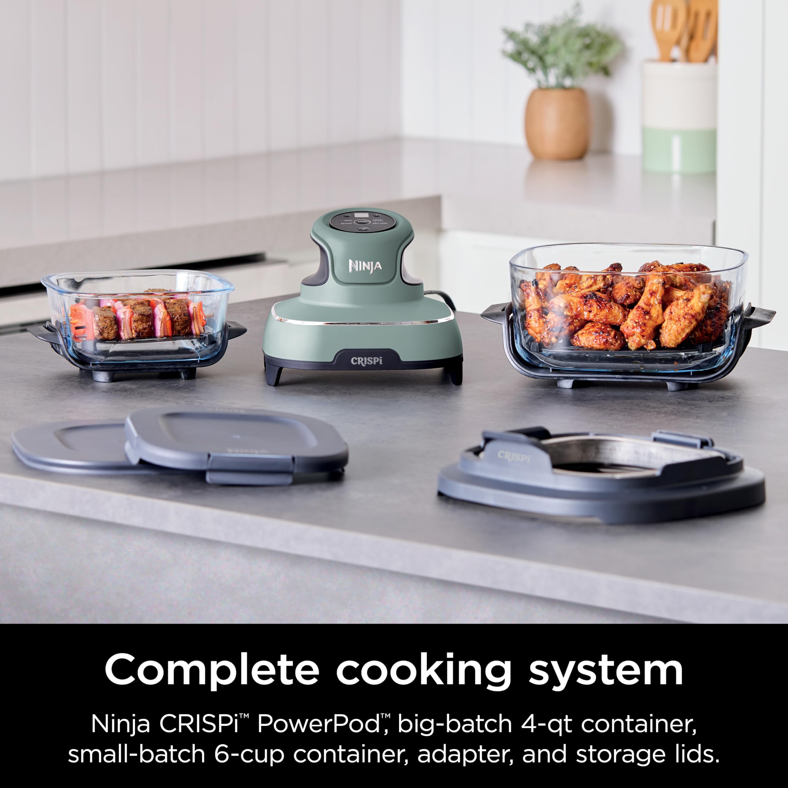Ninja Crispi Air Fryer - 4QT & 6 Cup Glass Containers with Lids | Microwave, Freezer & Dishwasher Safe Non-Toxic Cooking System | Air Fry, Bake, Reheat | Perfect for Quick Meals, Meal Prep & Healthy Cooking at Home