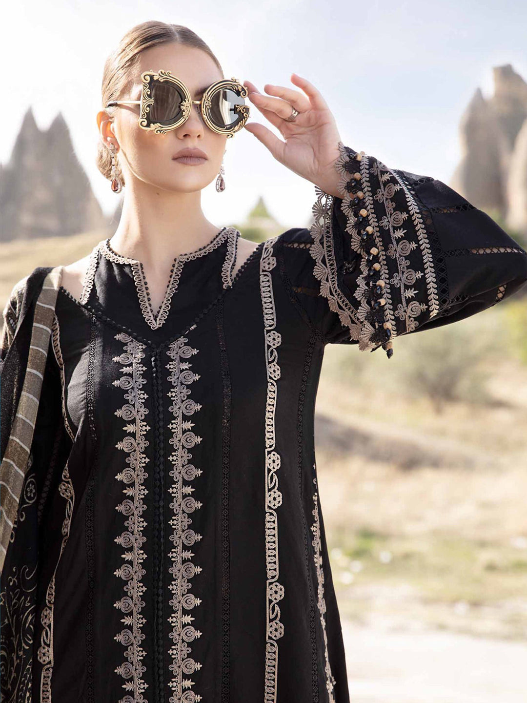 Elegant Black Designer Semi-Stitched Pant Suit with Exquisite Embroidery - Perfect for Weddings, Parties & Formal Events