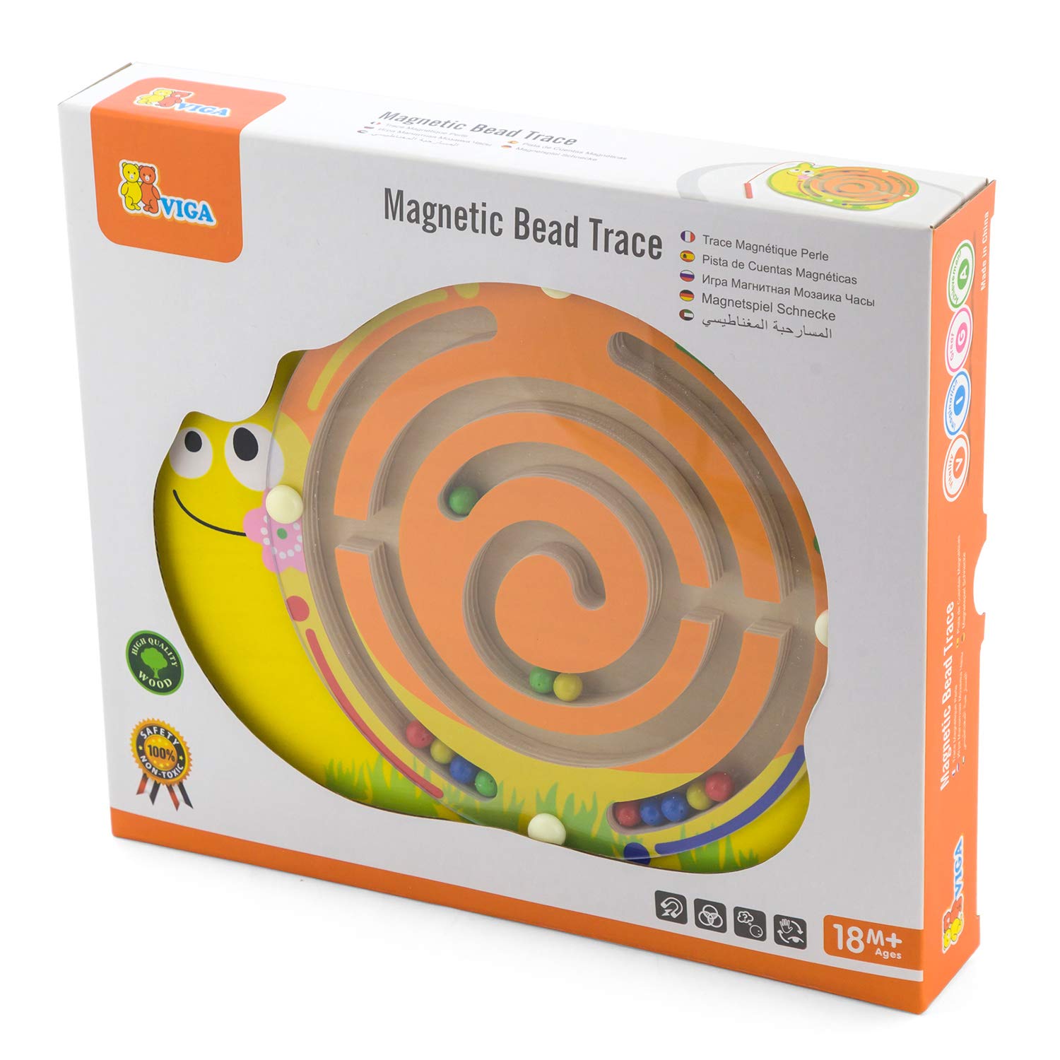Viga Toys Magnetic Snail Game – Educational Wooden Puzzle for Kids, Fun Learning STEM Toy for Toddlers (Model 59966) – Perfect for Preschool Classroom & Home Playtime