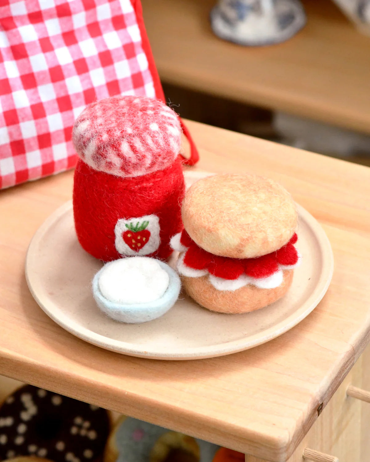 Strawberry Jam & Scones Felt Play Food Set - Pretend Play Kitchen Accessories for Kids, DIY Tea Party Toys - Perfect for Toddler Role Play, Preschool Learning & Birthday Gifts