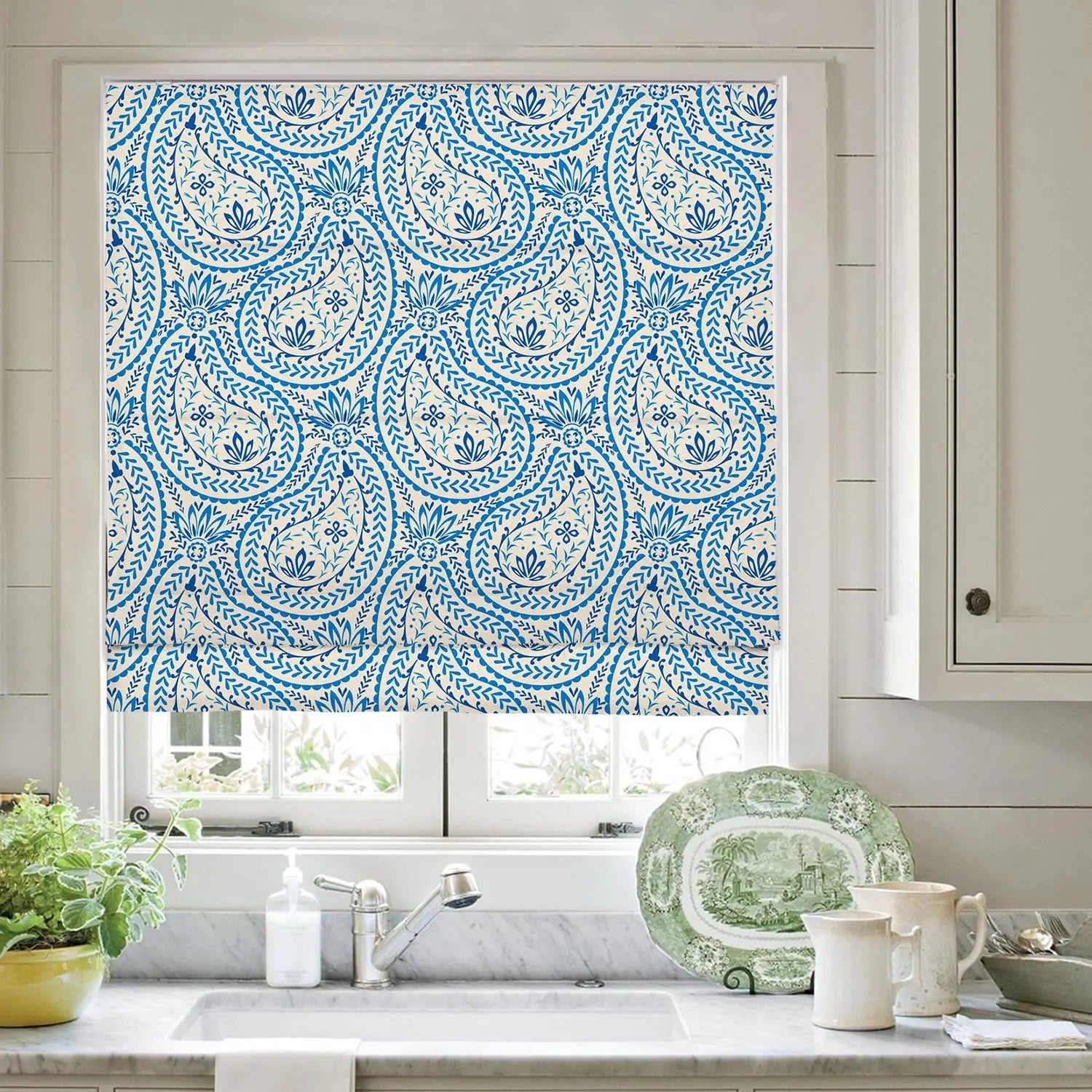 Printed Roman Shade Cord Lift - Elegant Window Treatment for Home & Office Decor | Easy Pull Cord System for Roman Blinds | Perfect for Living Rooms, Bedrooms & Offices