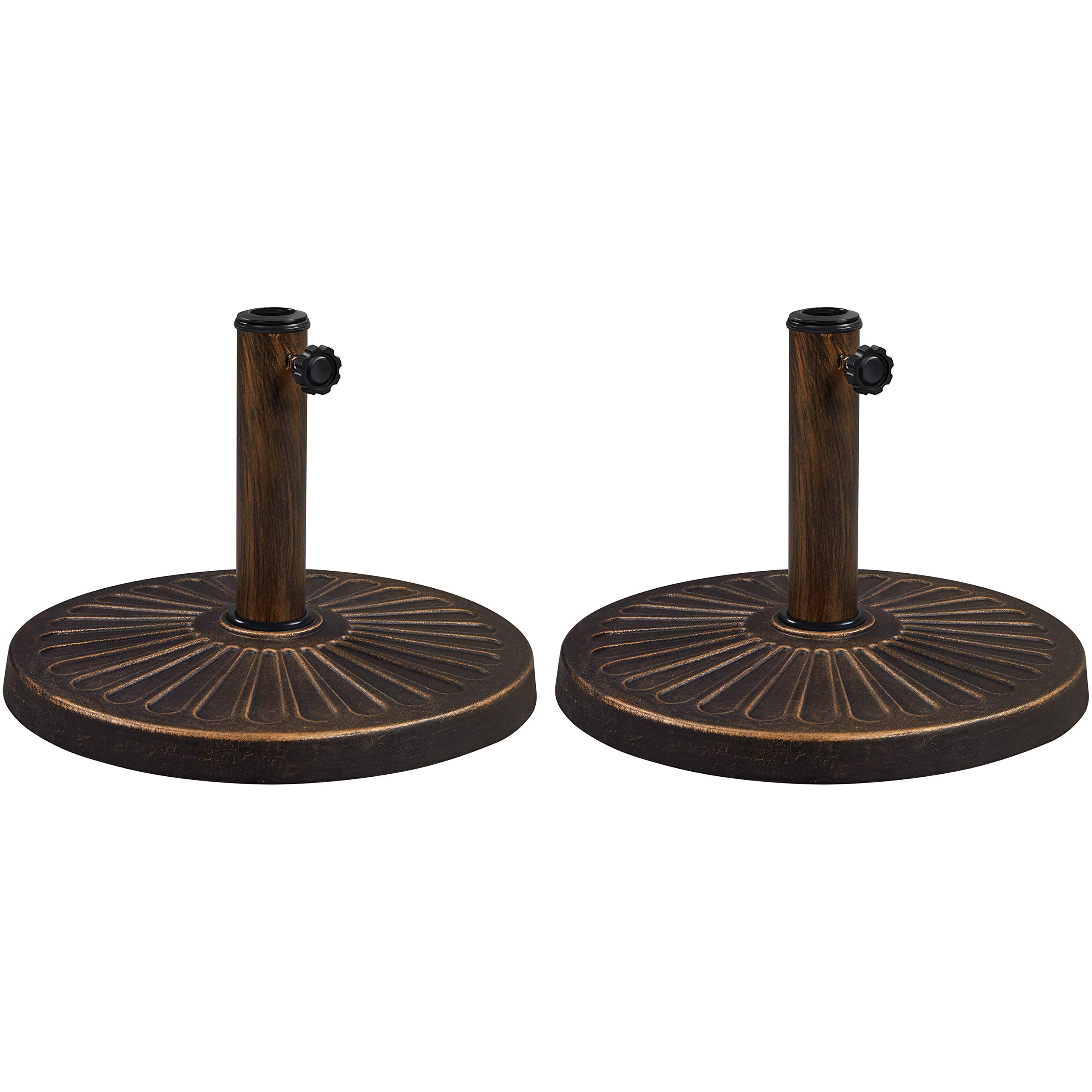 Yaheetech 22lbs Heavy Duty Round Antiqued Umbrella Base - All Weather Outdoor Patio Umbrella Stand, Set of 2 - Perfect for Poolside, Garden, Deck, and Backyard Relaxation
