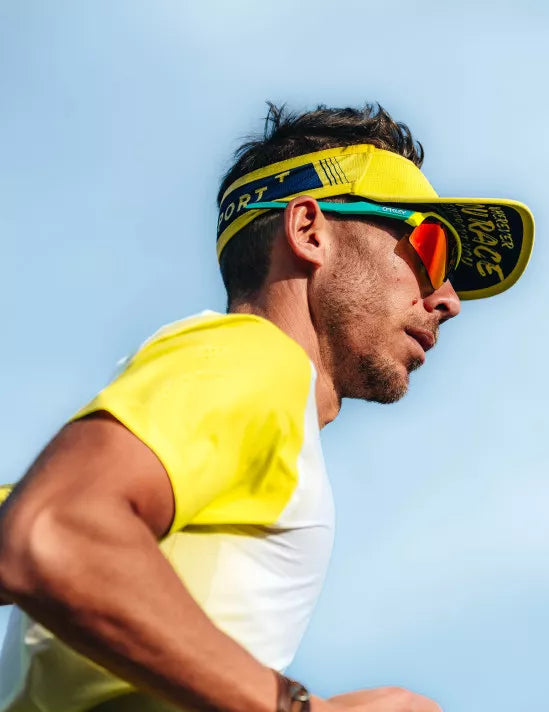 Compressport Men's Performance Short Sleeve Running Shirt - Breathable Athletic Top for Marathon & Training - Safe Yellow - Ideal for Jogging, Gym Workouts & Outdoor Sports