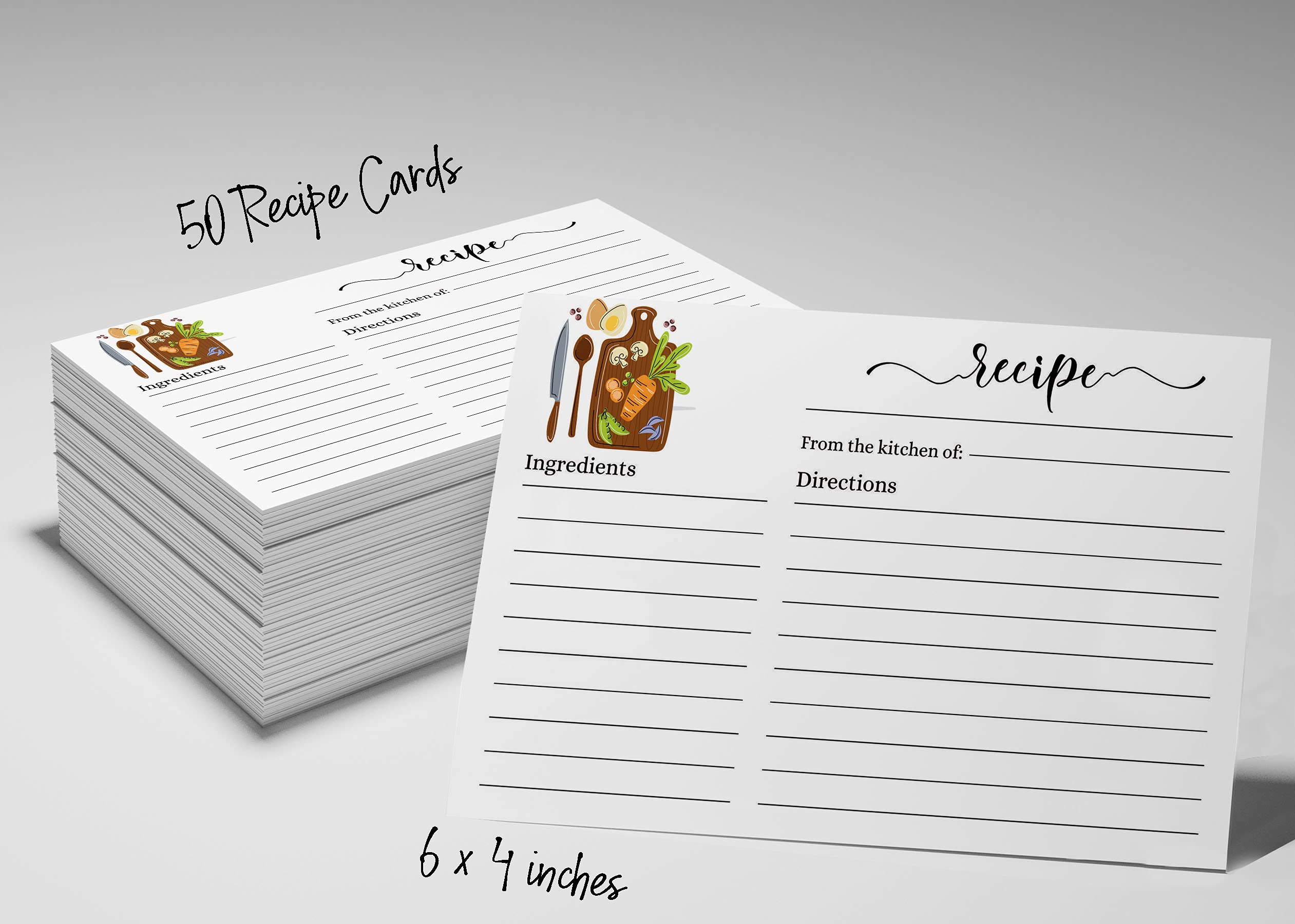 6x4 Inch Single-Sided Recipe Cards - White Floral Kitchen Recipe Cards for Wedding, Bridal Shower & Baby Shower - Pack of 50 - Perfect for Recipe Organization, Gift Giving & Party Favors