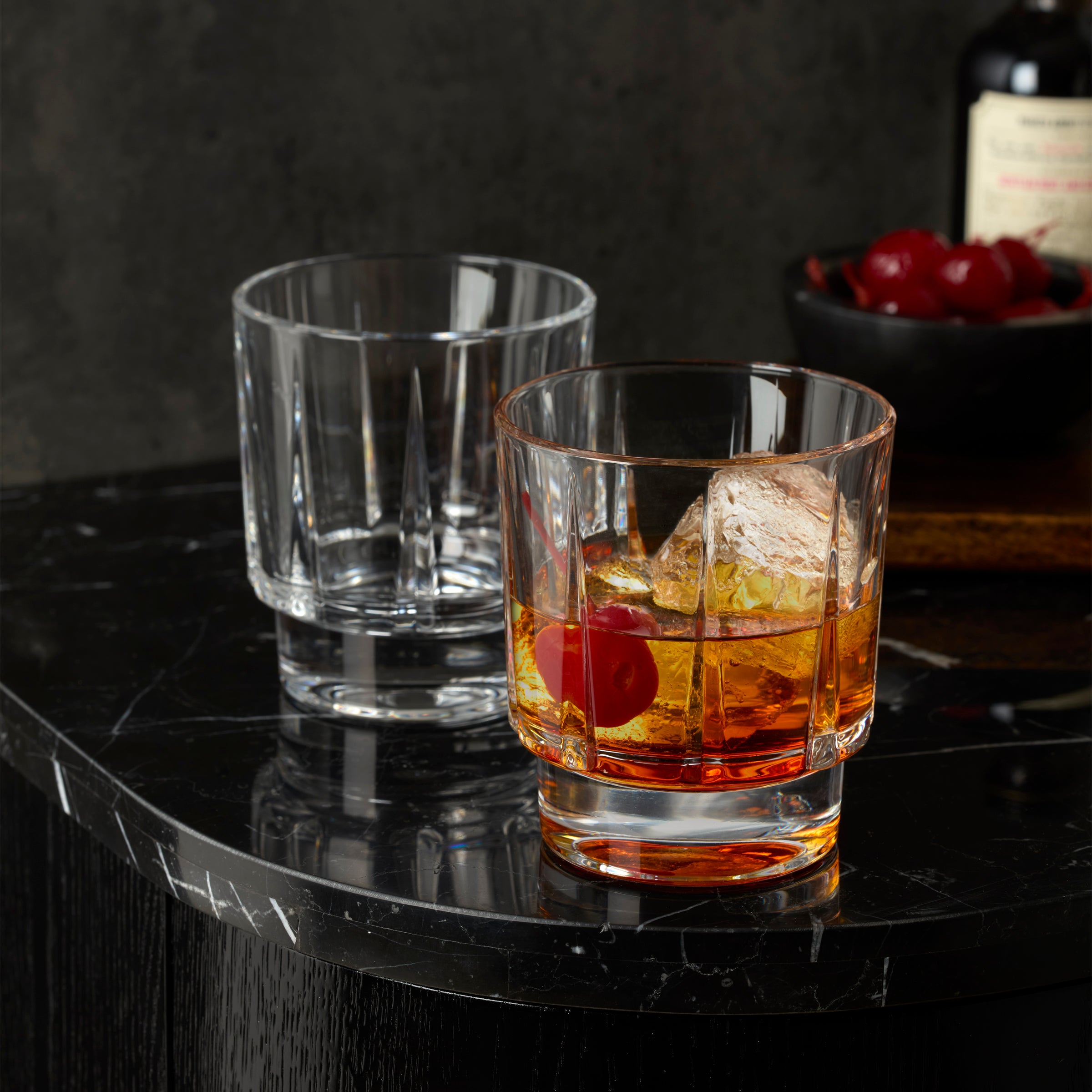 Vintage Double Old Fashioned Whiskey Glasses Set of 4 - Heavy Base Cocktail Glasses for Bourbon, Scotch & Whiskey Drinking - Perfect for Home Bar, Gifts & Entertaining