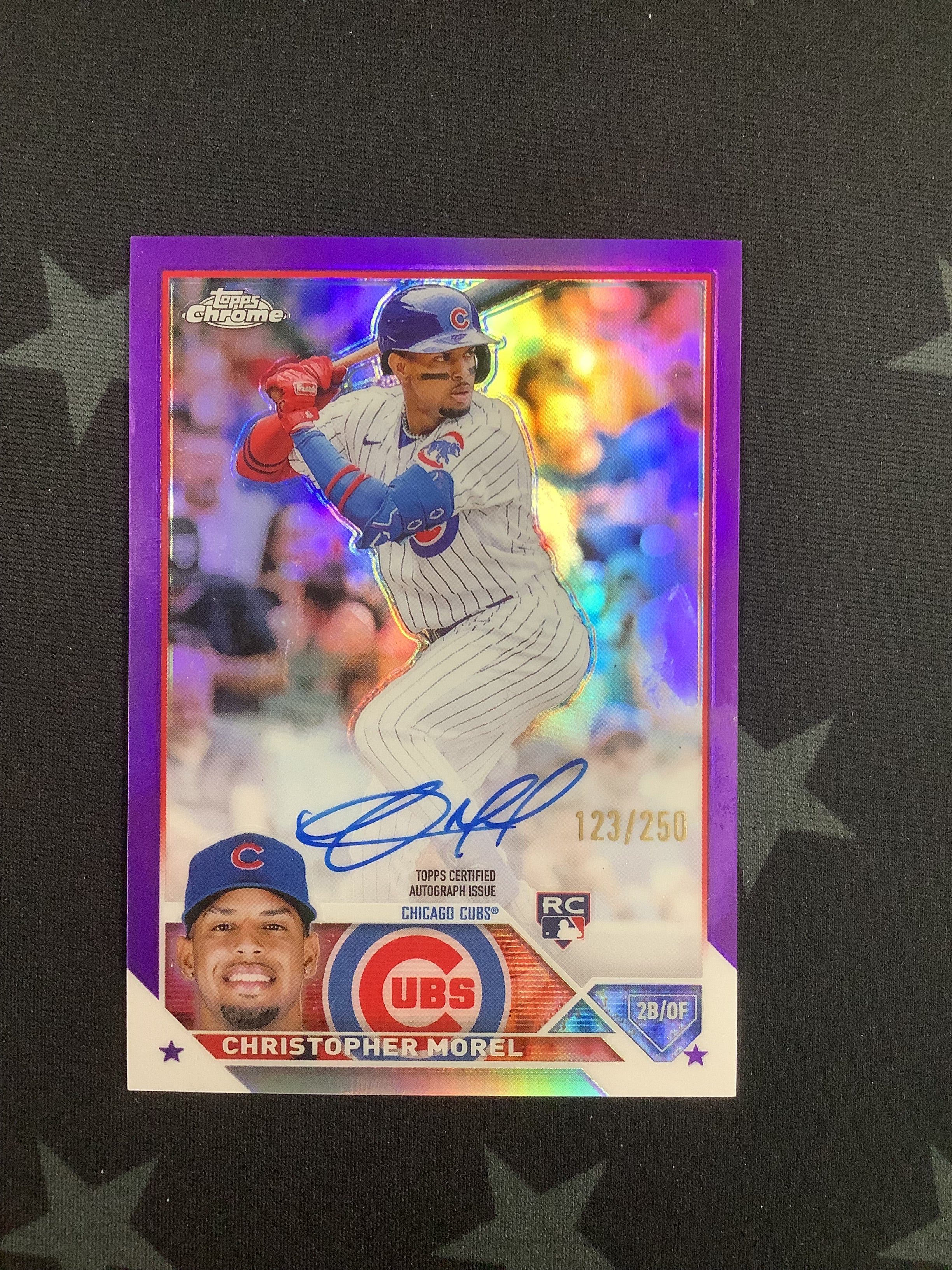 2023 Topps Chrome Purple Refractor #RA CMO Christopher Morel Rookie Auto #123/250 - Limited Edition Baseball Trading Card for Collectors & Fans - Perfect for Display, Gifts, and Sports Memorabilia Collections