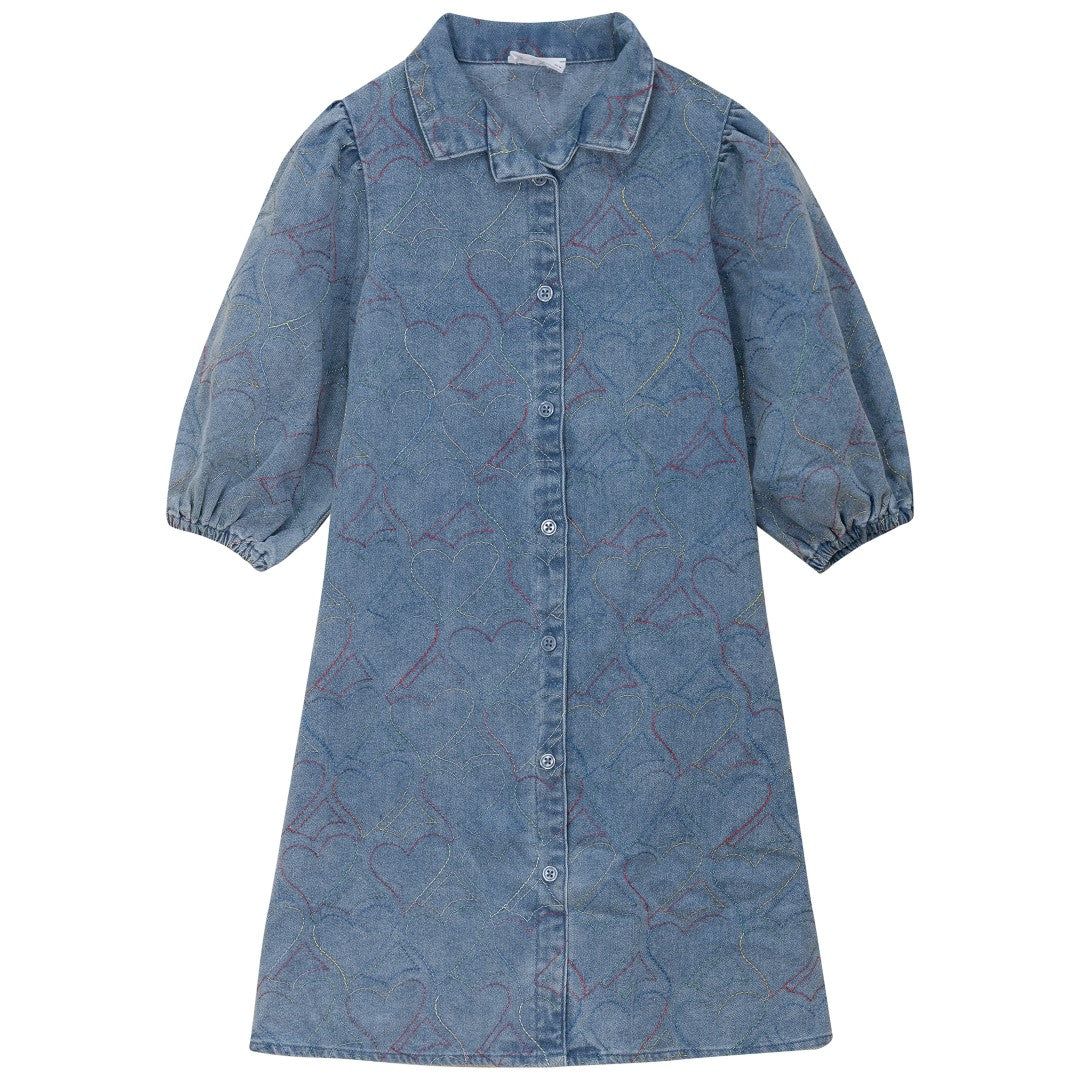 Kix Embroidered Denim Dress for Women - Vintage Blue Denim Skirt with Floral Embroidery | Perfect for Casual Outings, Summer Festivals & Boho Chic Style