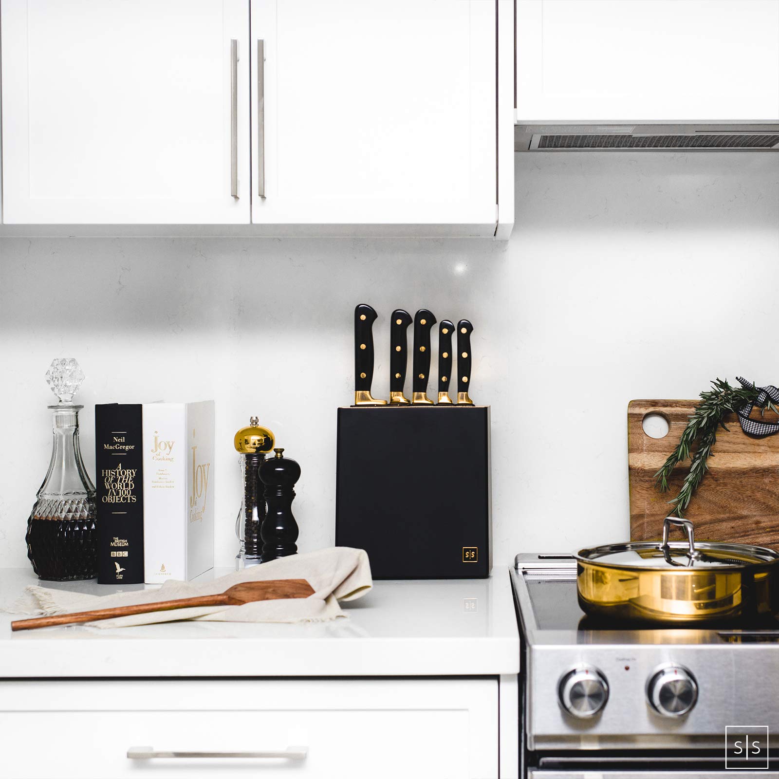 Premium 6-Piece Black & Gold Knife Set with Wooden Block & Sharpener - High-Quality Kitchen Knives for Professional Chefs & Home Cooking - Perfect for Meat Cutting, Vegetable Chopping & Gourmet Meal Prep